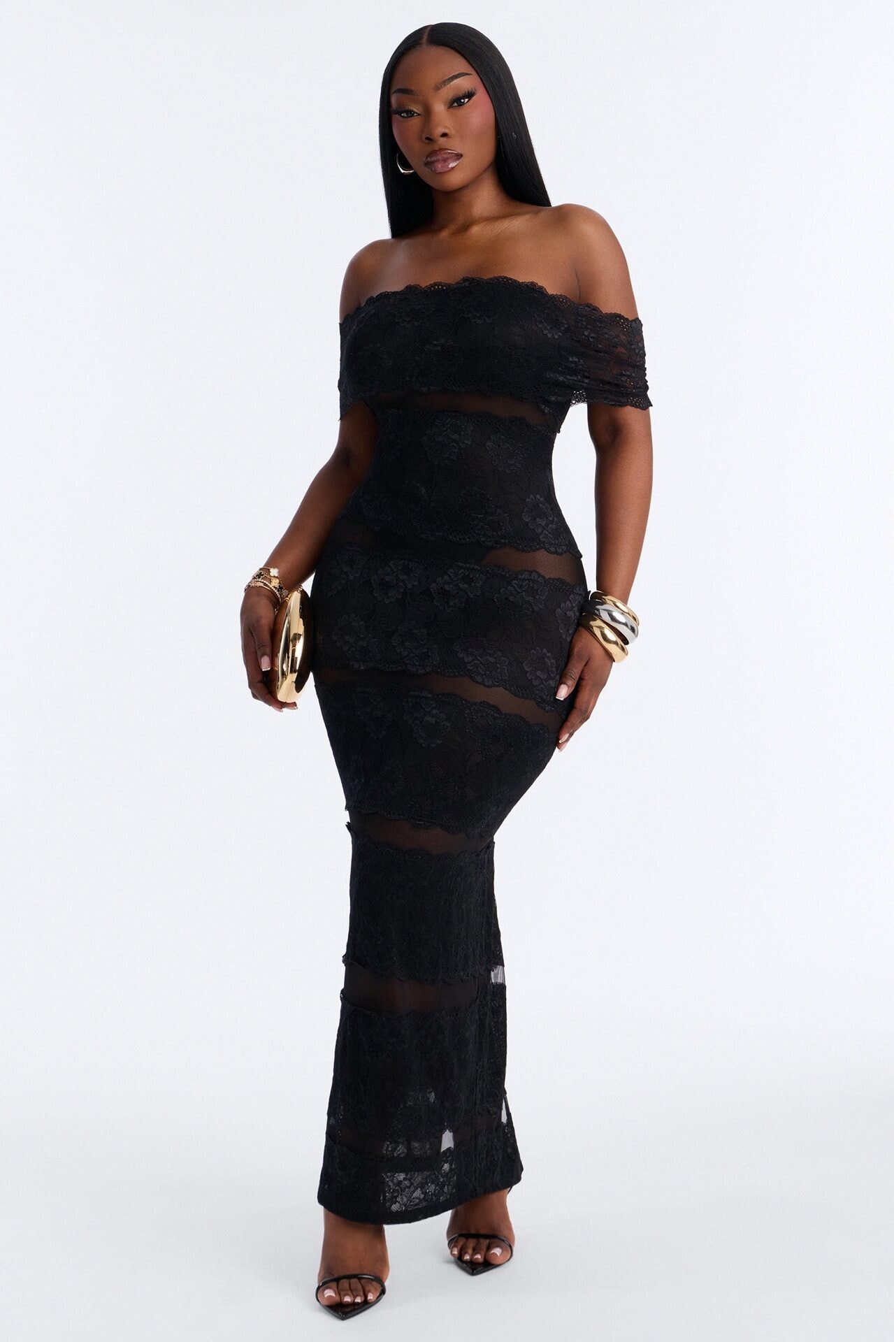 Body Language Sheer Lace Maxi Dress - Black image 1