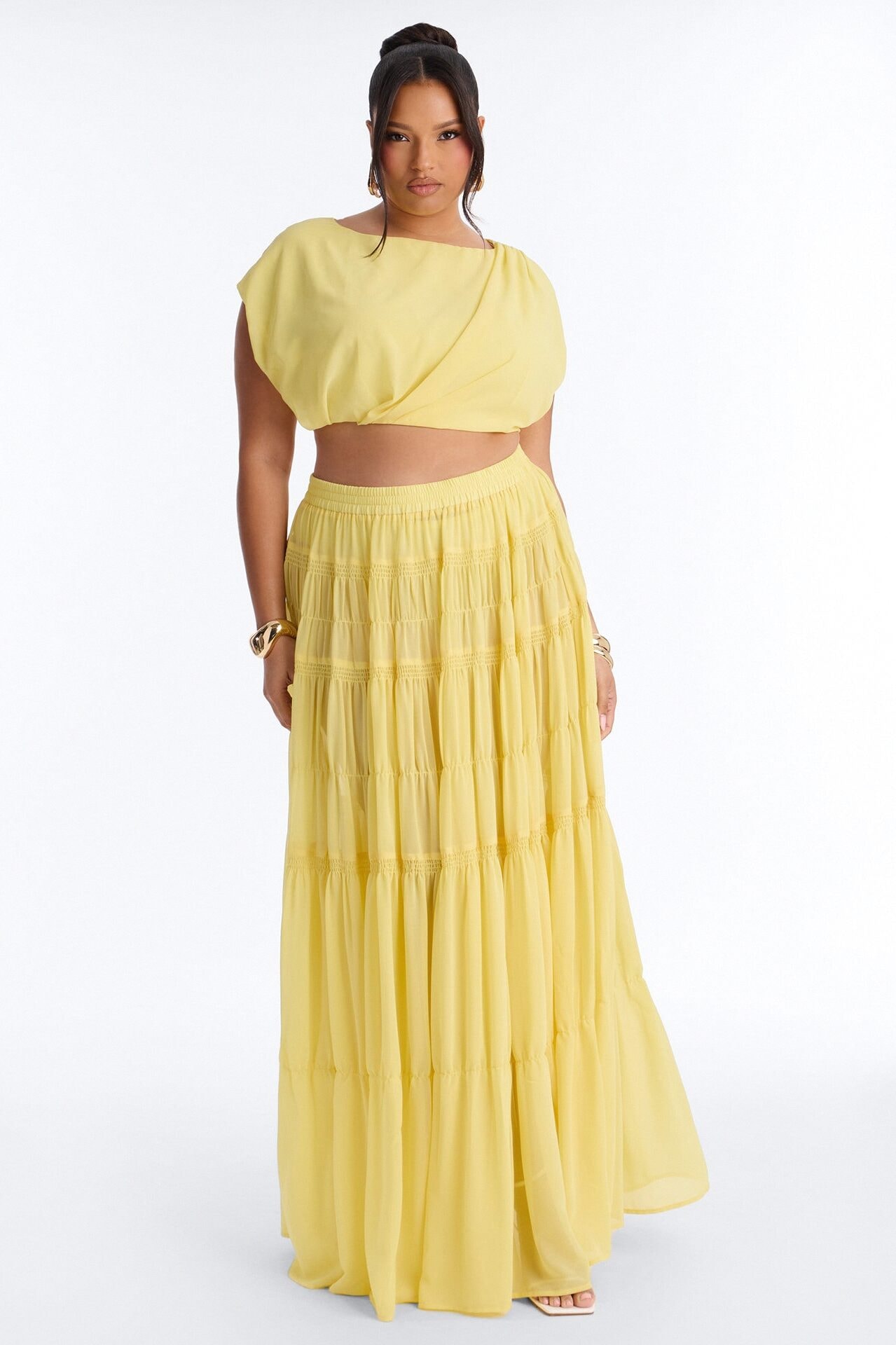 Sorrento Summer Chiffon Maxi Skirt Set - Yellow image 1