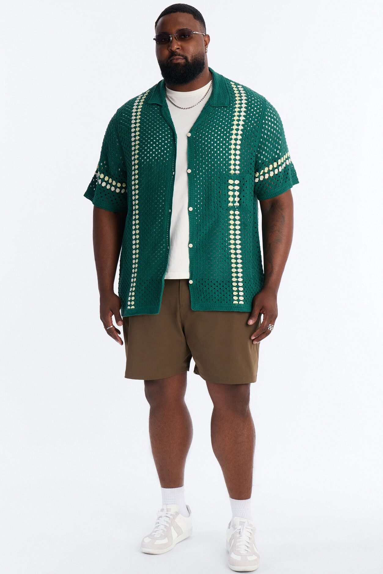 Ivy Club Crochet Button Up Shirt - Green image 1