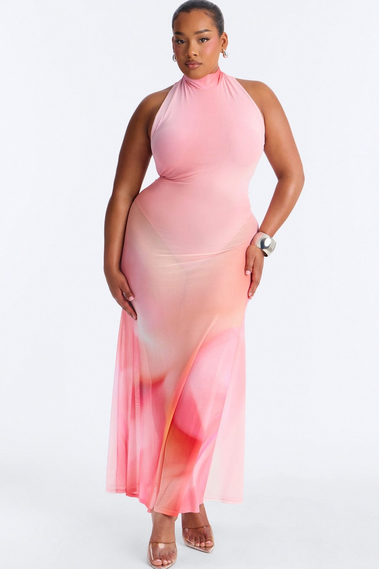 Zenna Ombre Mesh Maxi Dress - Pink image 1