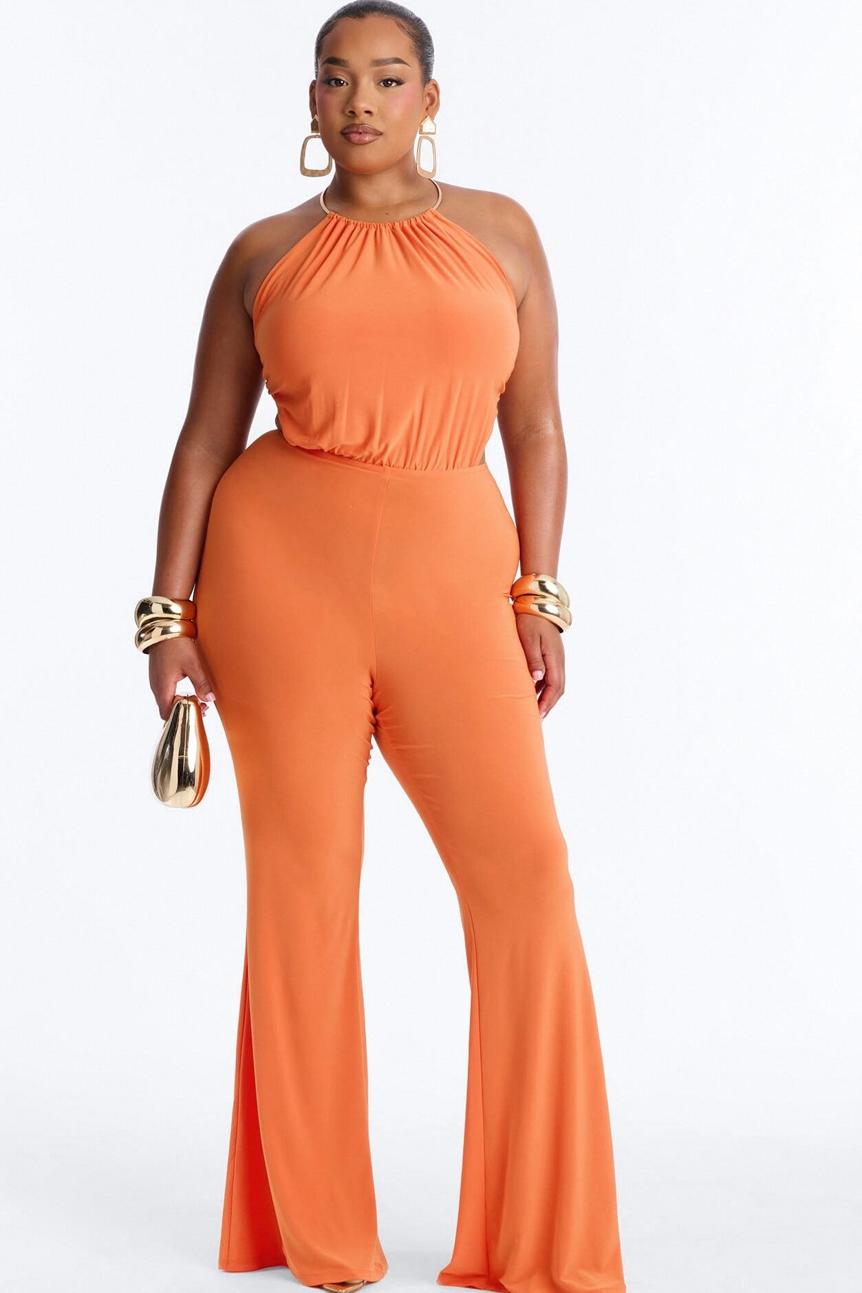Irie Backless Flare Leg Jumpsuit - Orange image 1