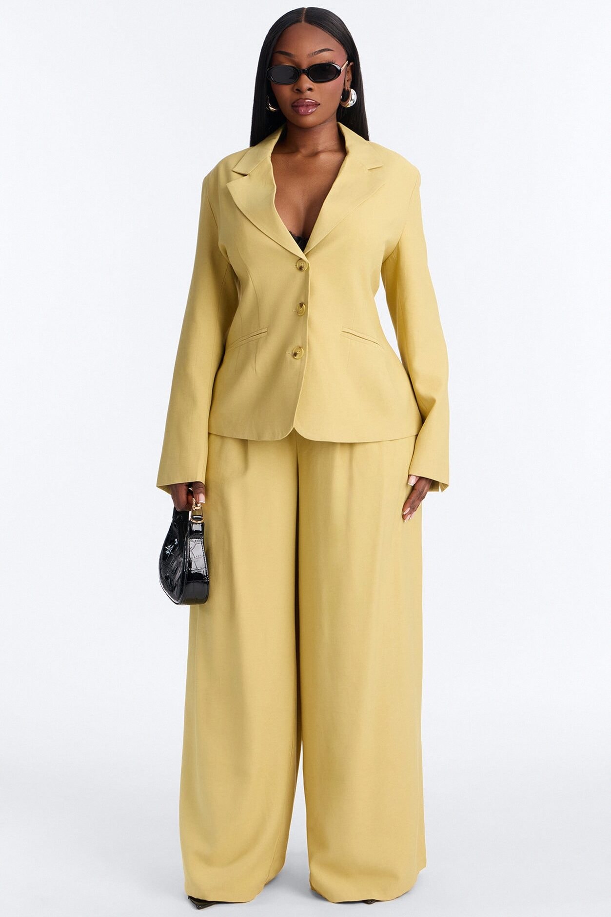 Elyse Linen Fitted Blazer - Honey image 1