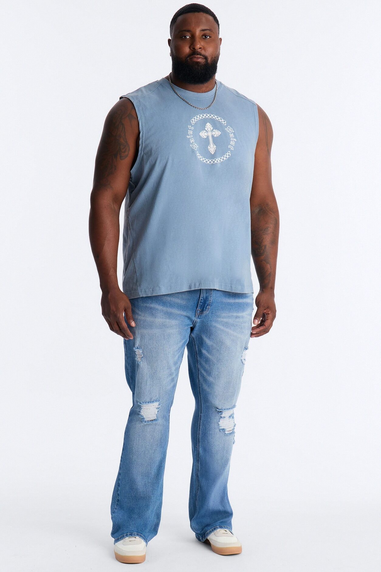 Forsaken Washed Muscle Tee - Blue image 1