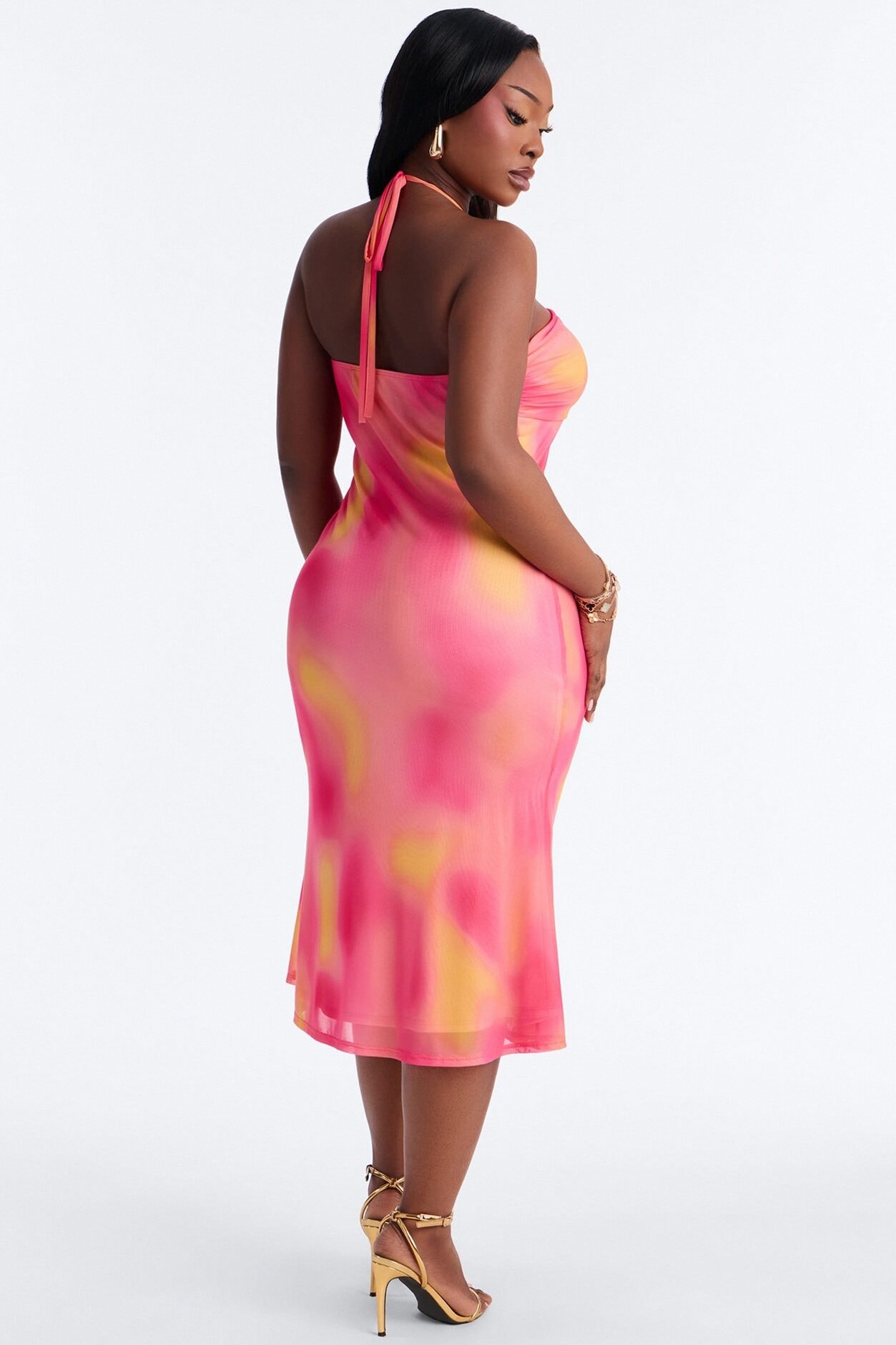 Gisella Tie Dye Mesh Midi Dress - Pink/combo image 1
