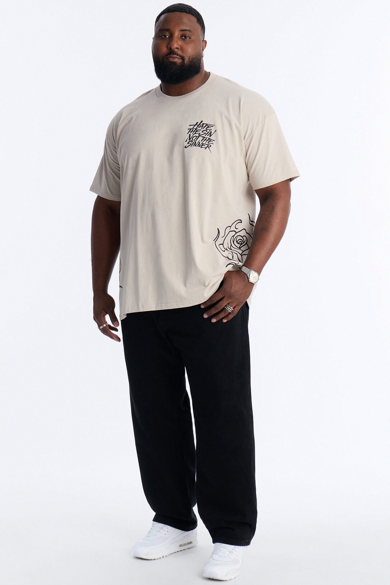 Hate The Sin Short Sleeve Tee - Grey image 1