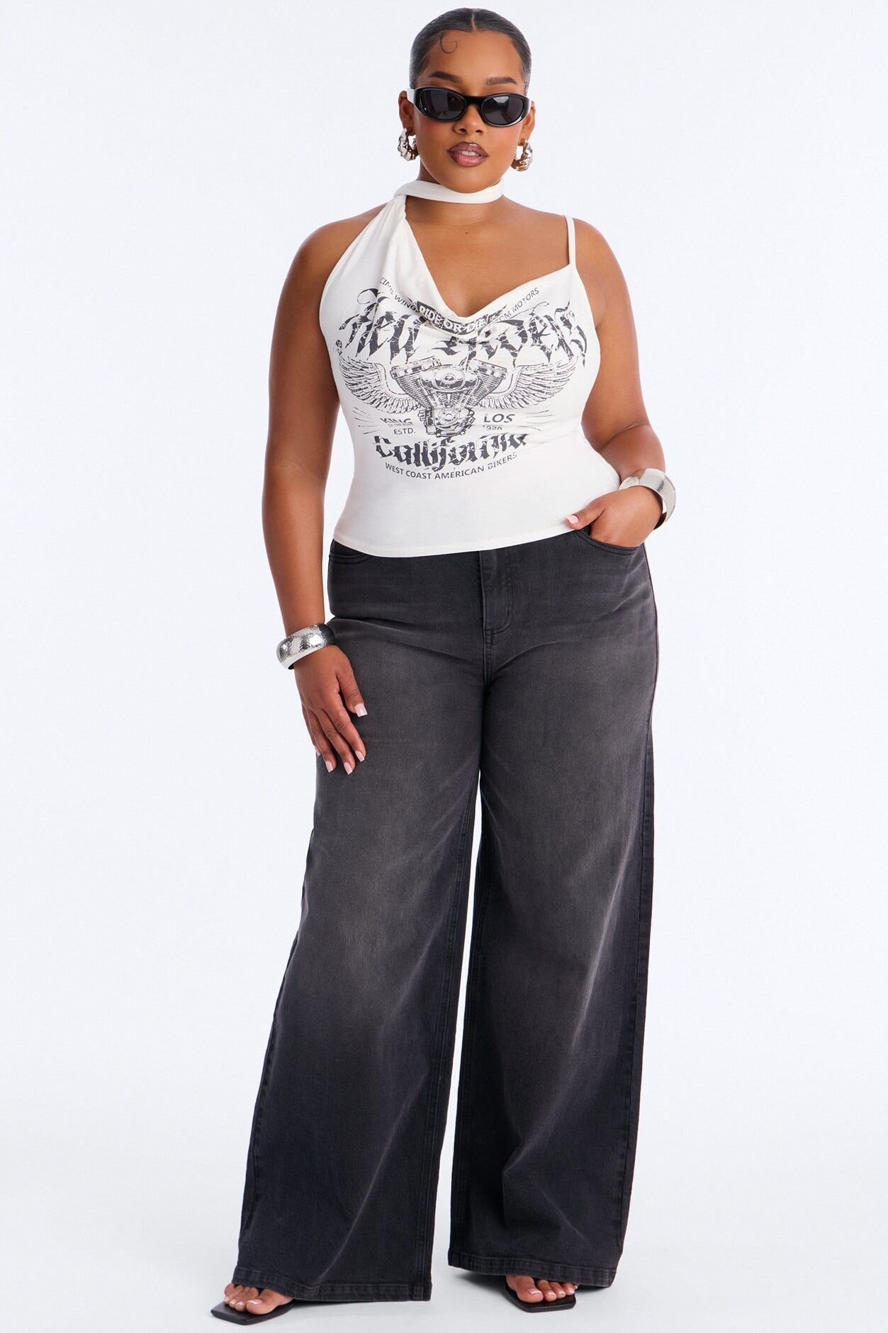 West Coast Moto Scarf Tank Top - White image 1