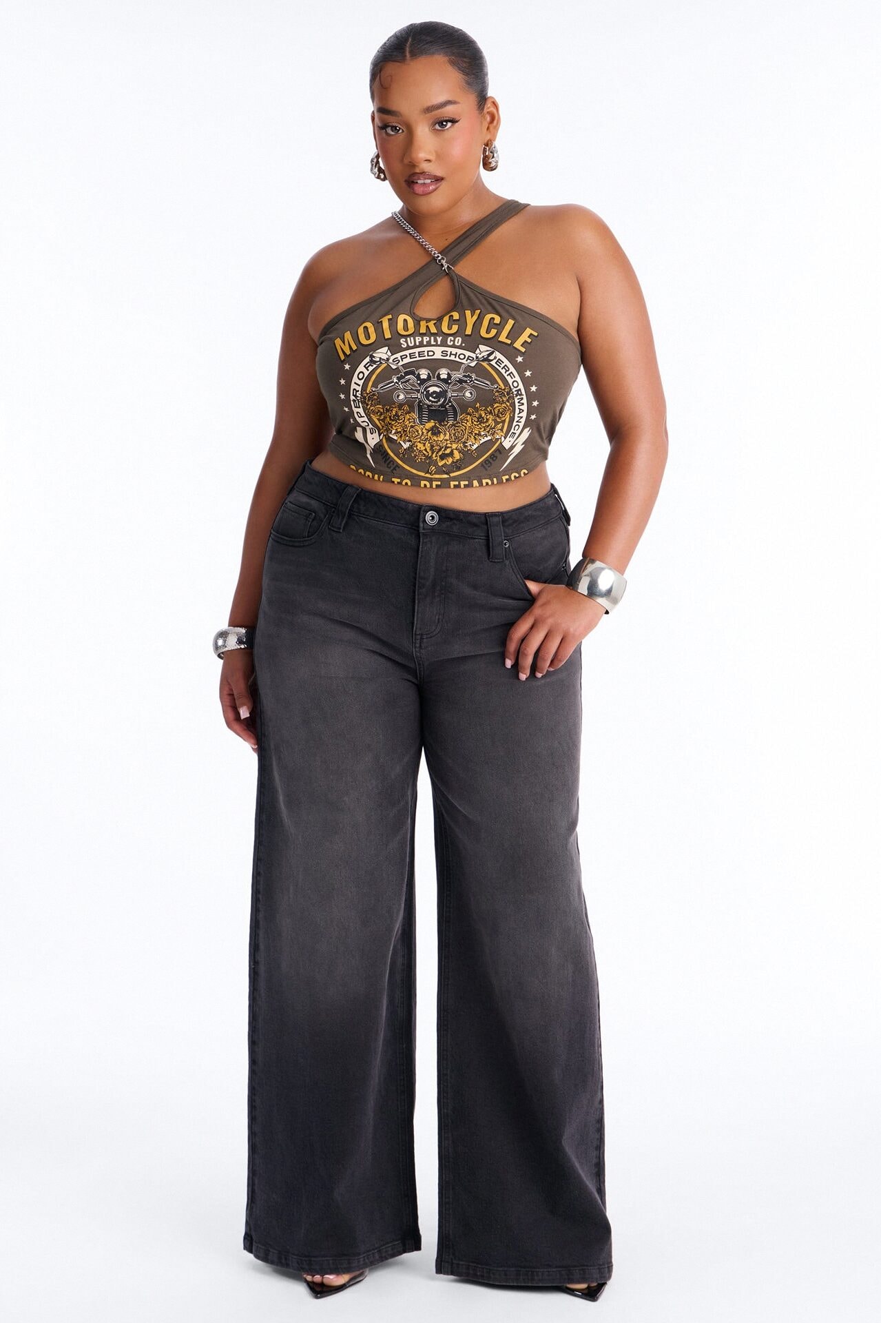 Motorcycle Speed Shop Halter Top - Olive image 1