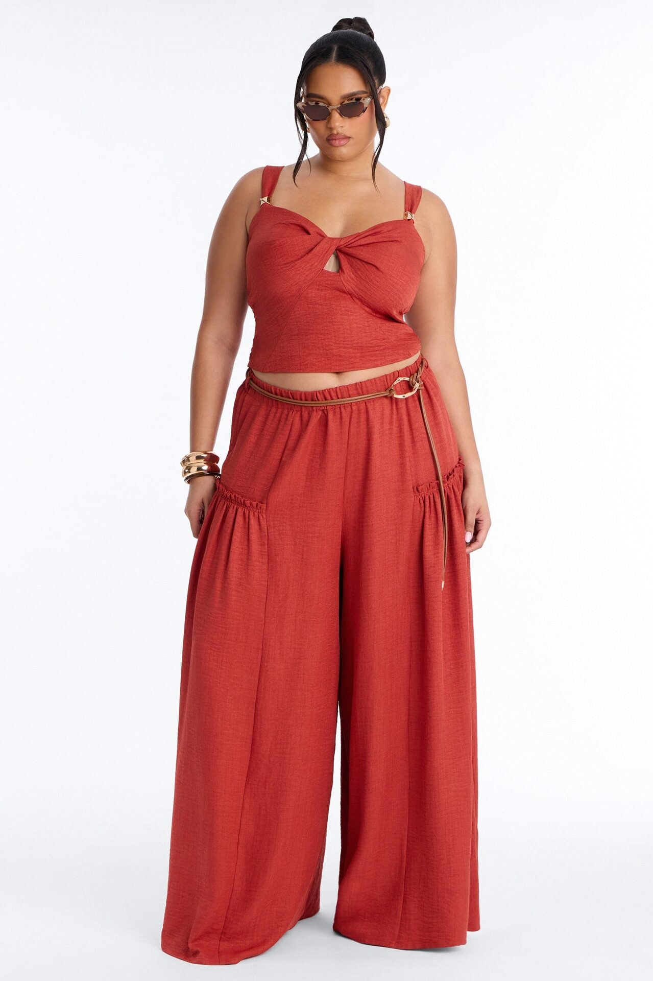 Stacy Belted Pant Set - Rust image 1