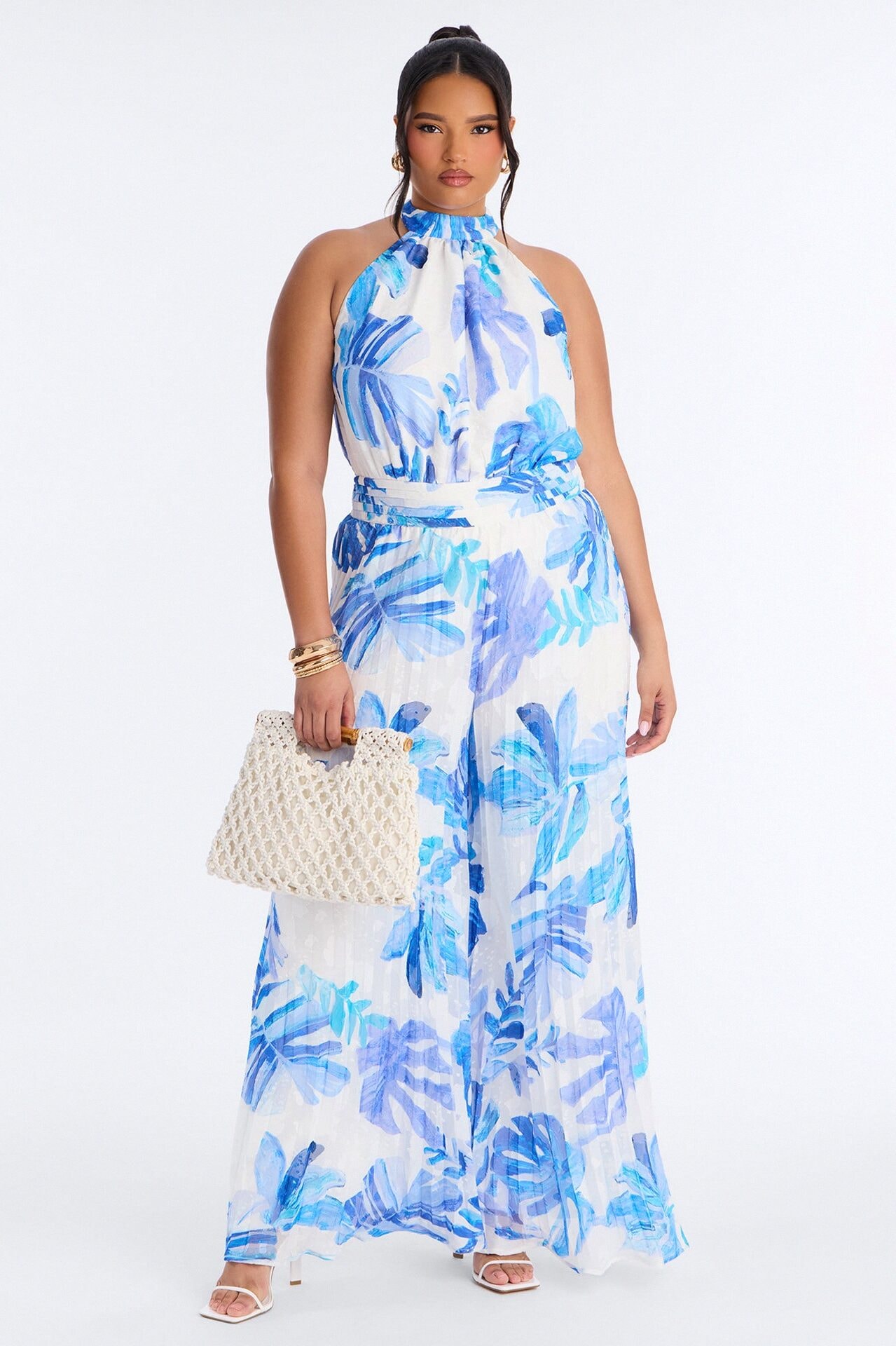 Deanna Tropical Chiffon Wide Leg - Blue image 1