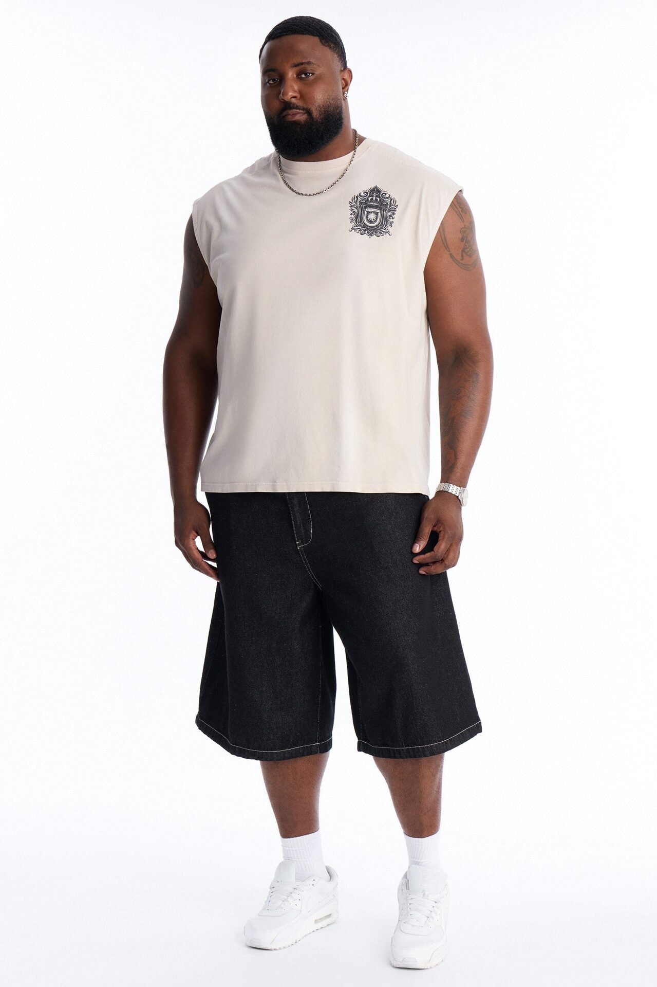 Born A King Vintage Muscle Tee - Charcoal image 1