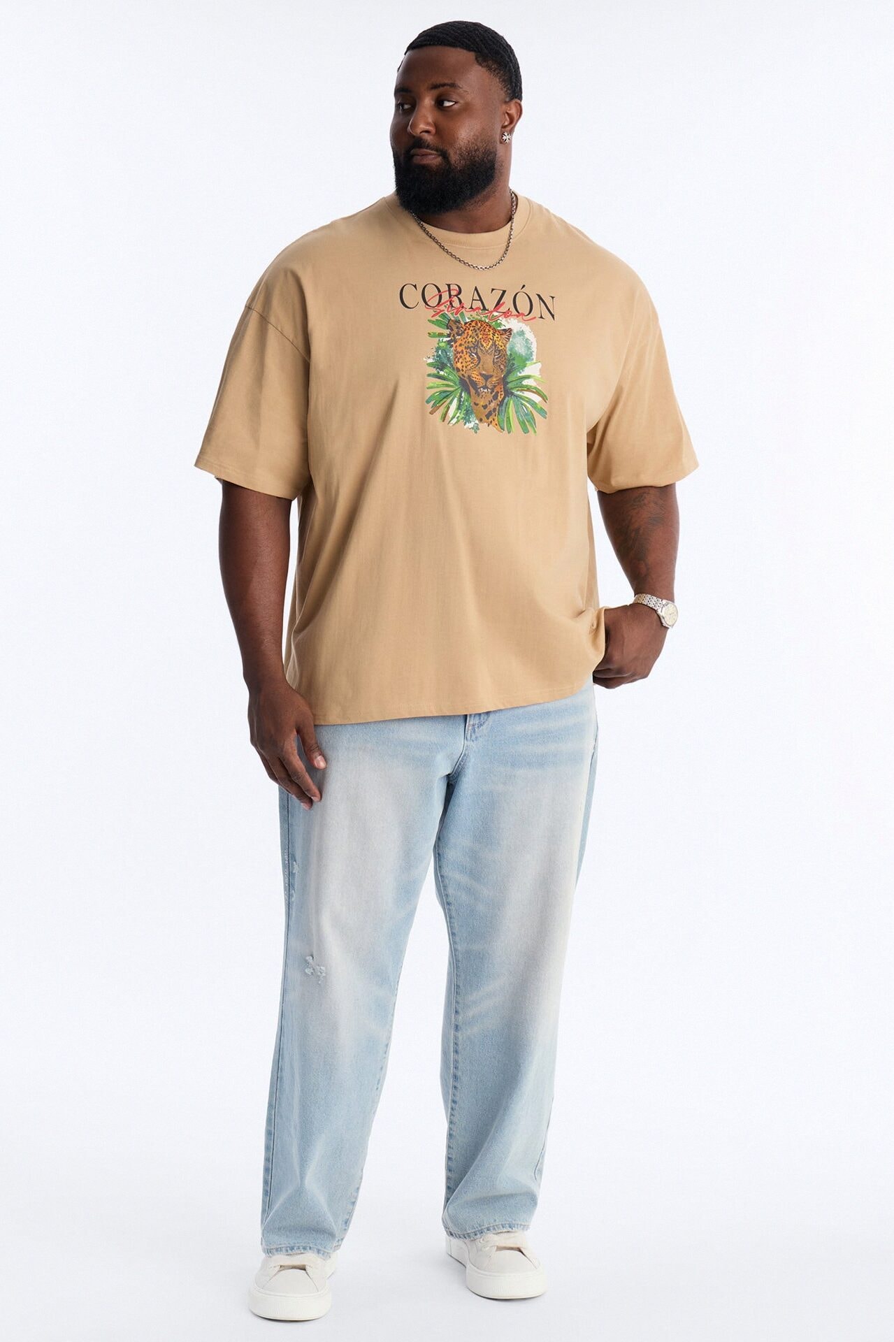 Corazon Sinaloa Oversized Short Sleeve Tee - Tan image 1