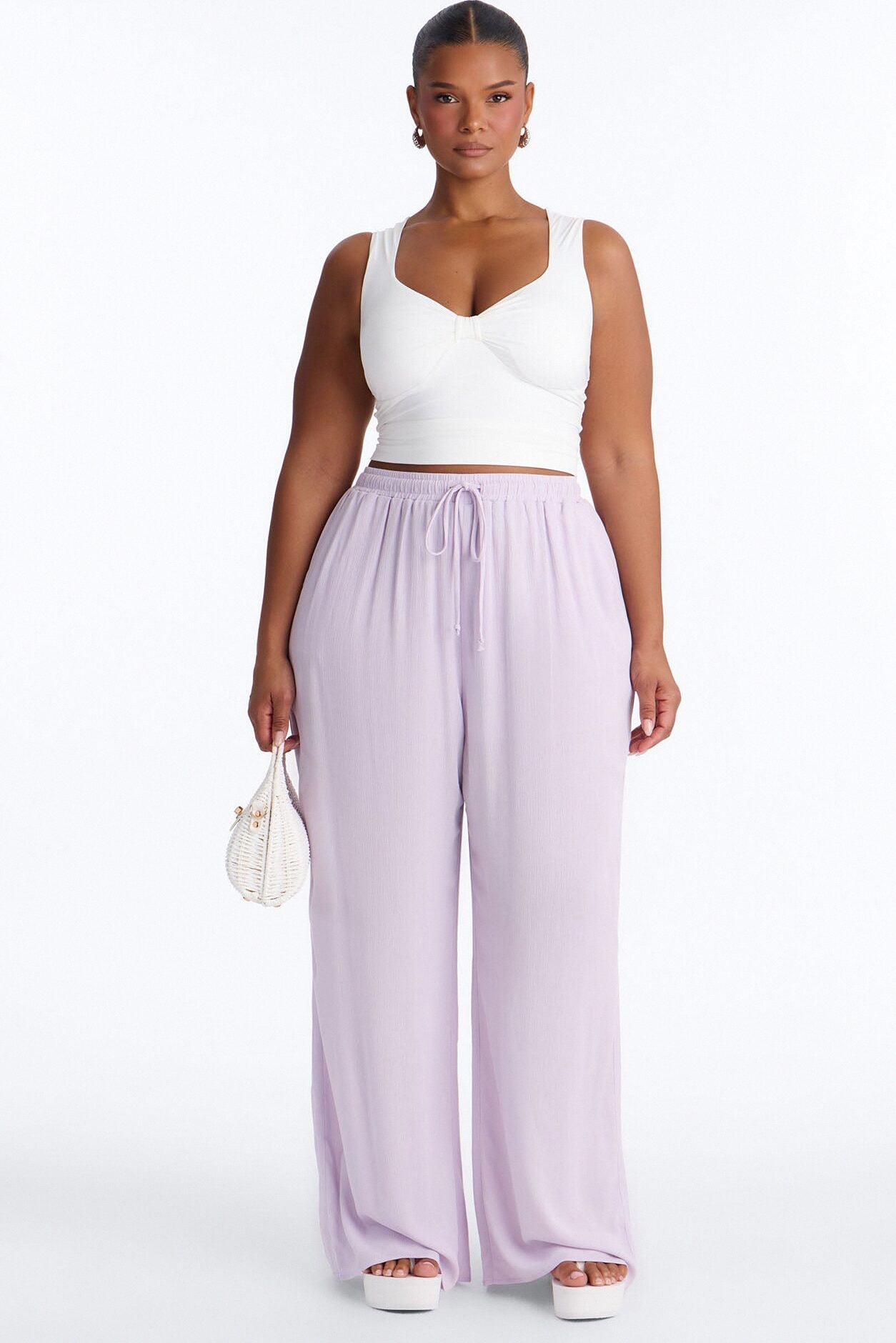 In Cannes For The Summer Wide Leg Gauze Pant - Lavender image 1