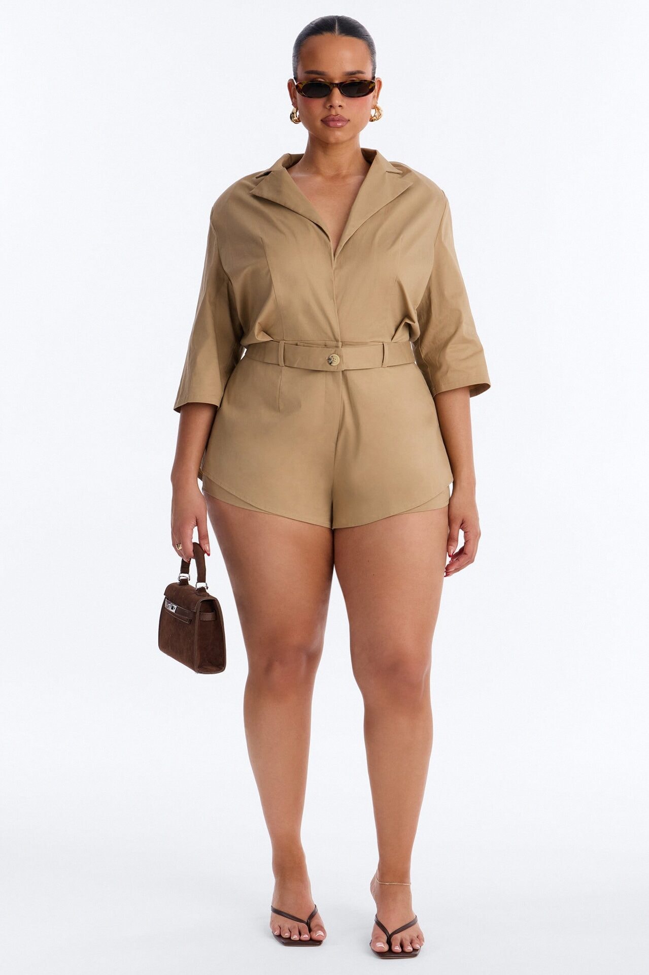 Freya Plunge Romper - Khaki image 1