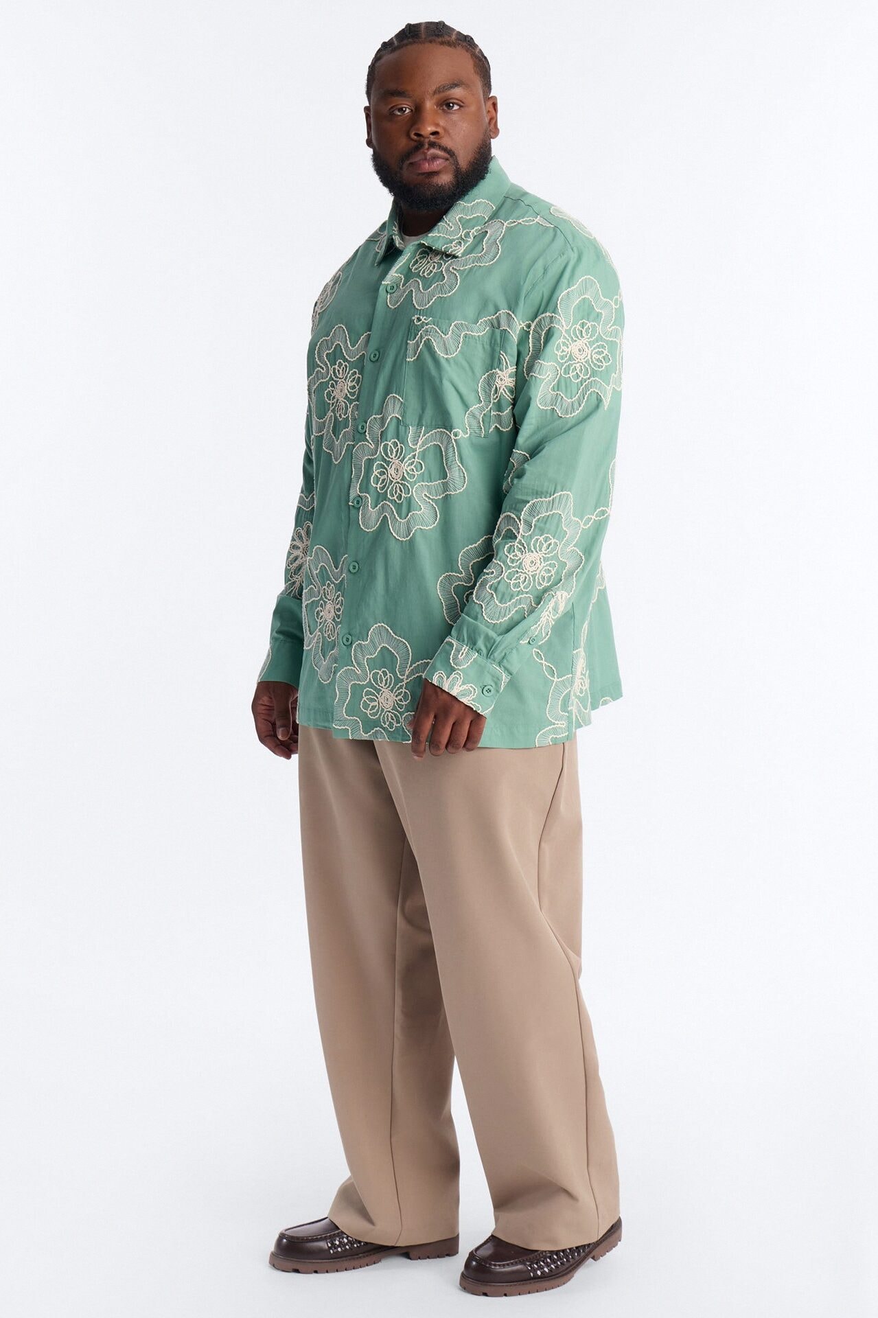 Fleur Entwine Long Sleeve Button Up Shirt - Mint image 1