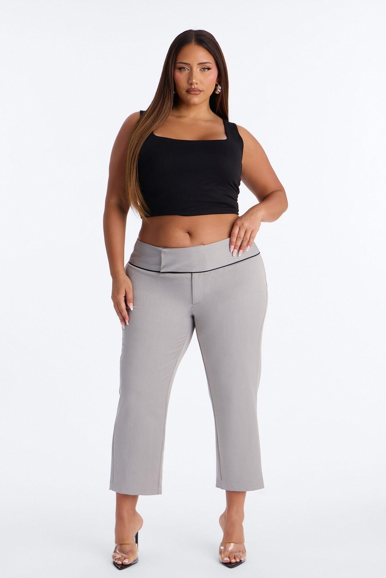 Rue Tailored Capri Trouser - Grey image 1