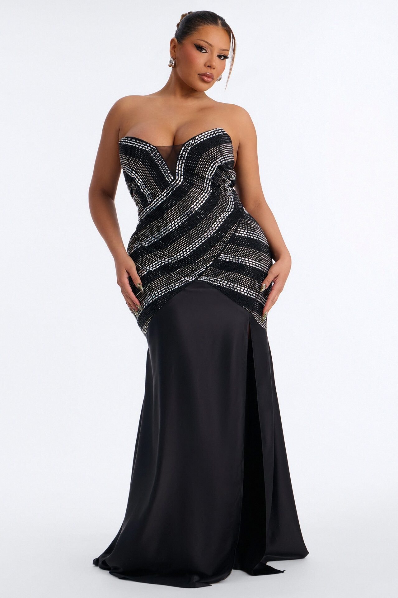 Daniella Embellished Drop Waist Gown - Black image 1