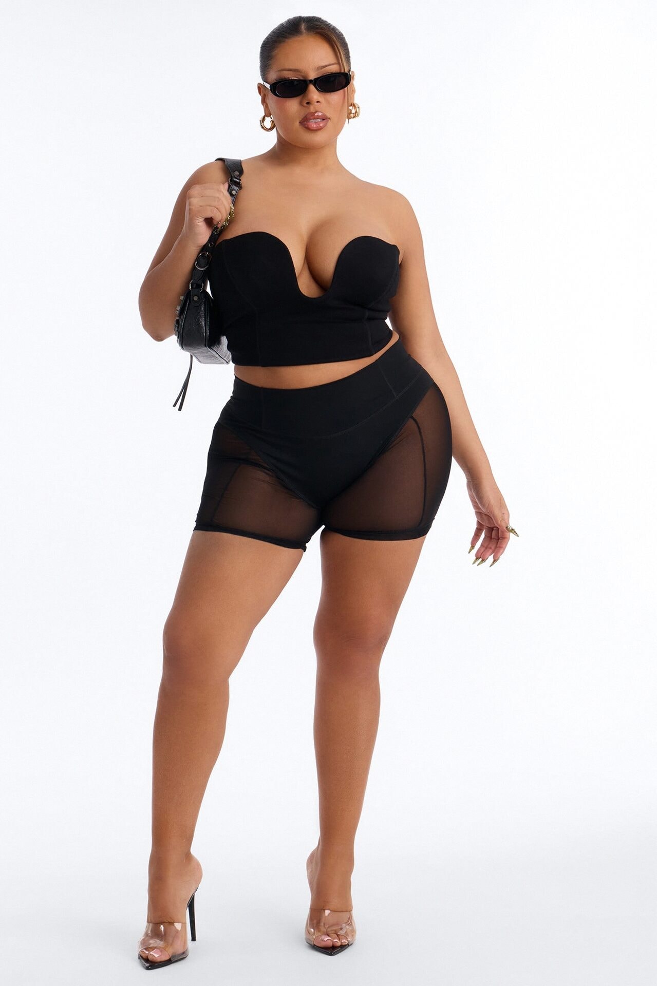Baddie Instincts Mesh Biker Short - Black image 1