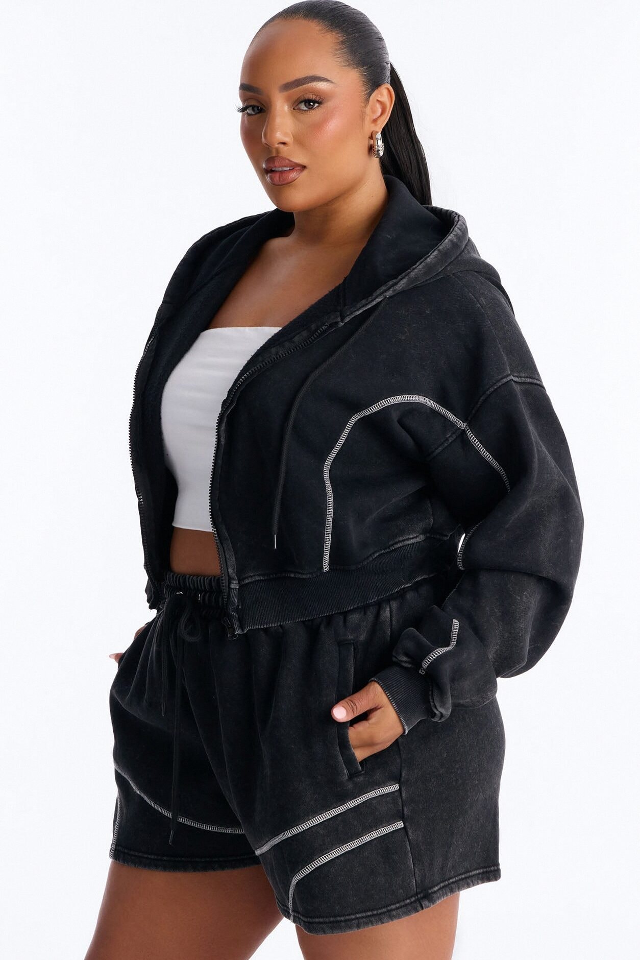Norah Washed Lounge Short - Black image 1