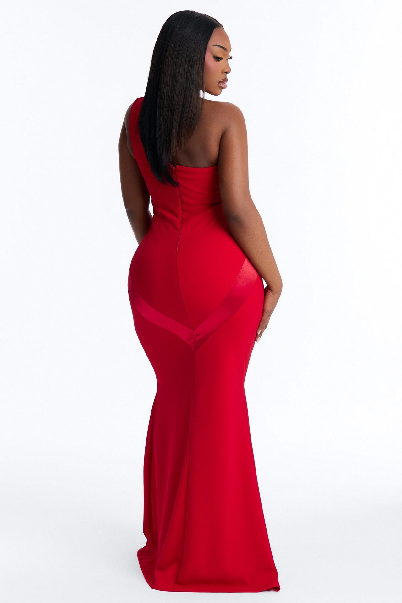 Immediate Yes One Shoulder Gown - Red image 1