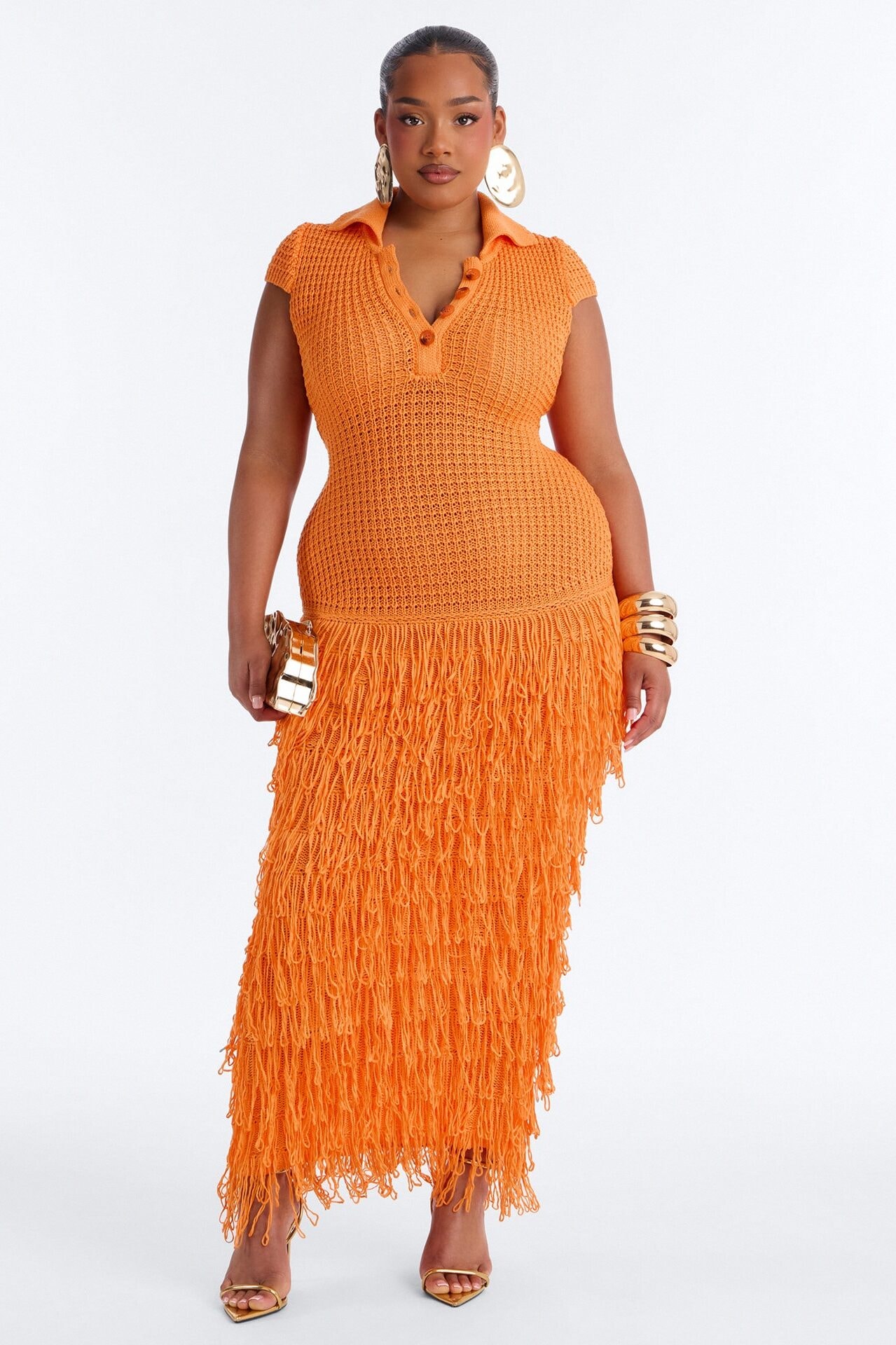 Catalina Crochet Maxi Dress - Orange image 1
