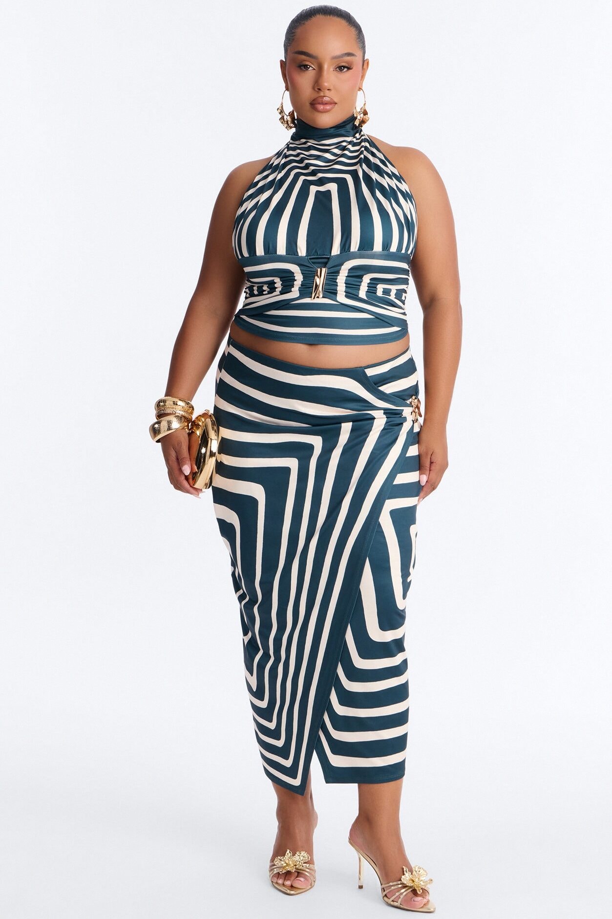 Alexia Wrap Skirt Set - Navy/combo image 1