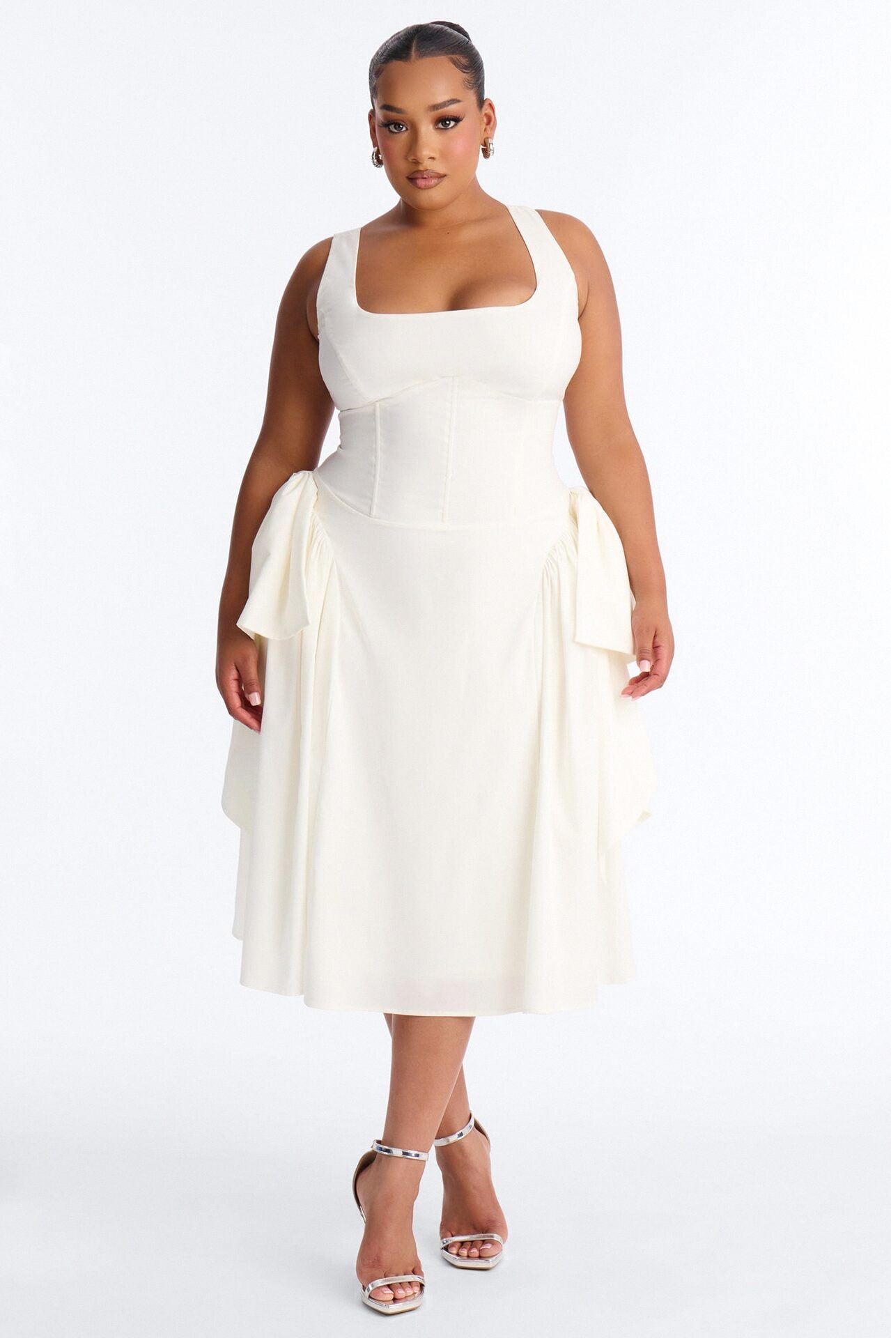 Get Ur Bow On Midi Dress - White image 1