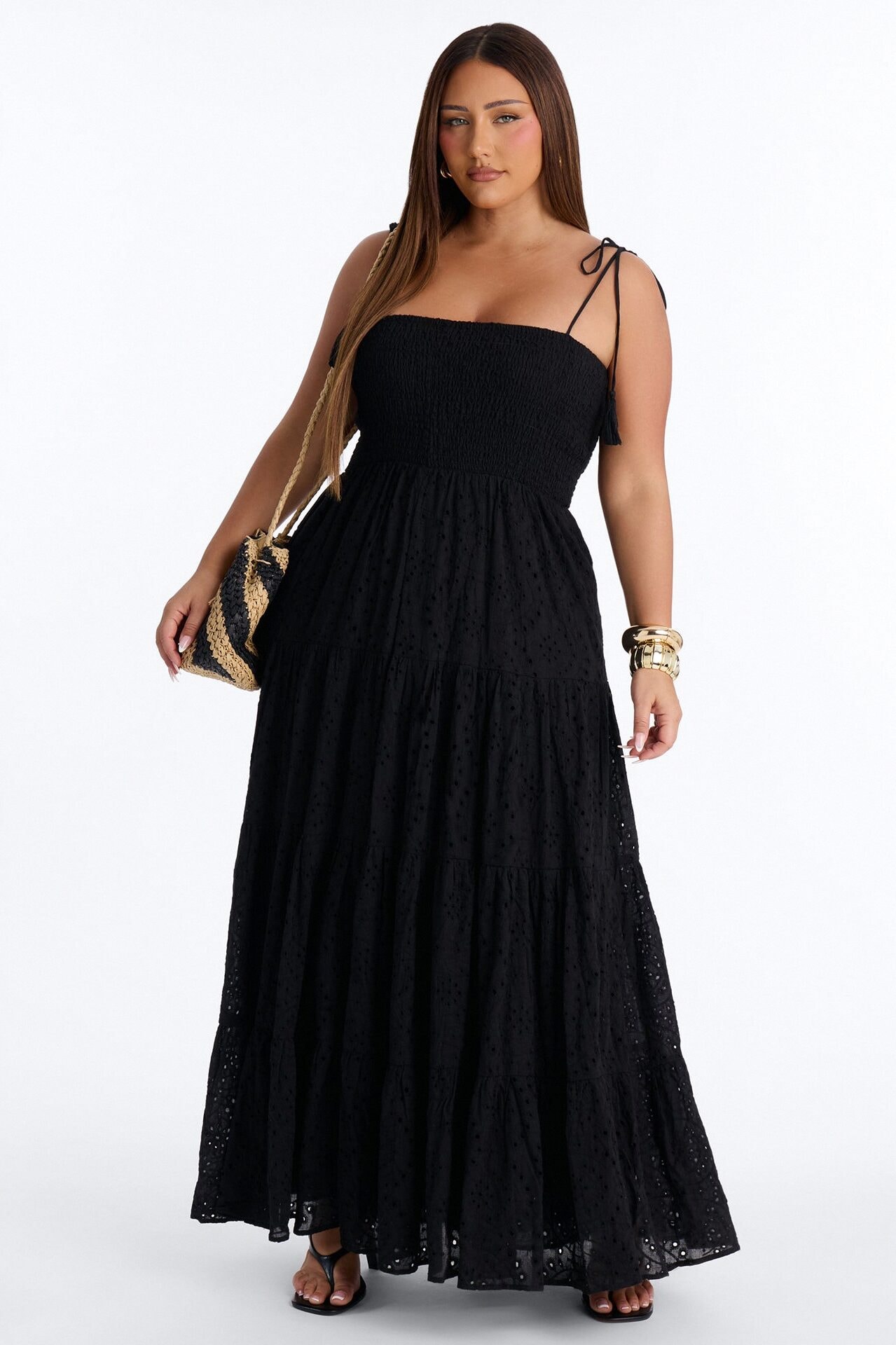 Keep It Casual Eyelet Maxi Dress - Black image 1