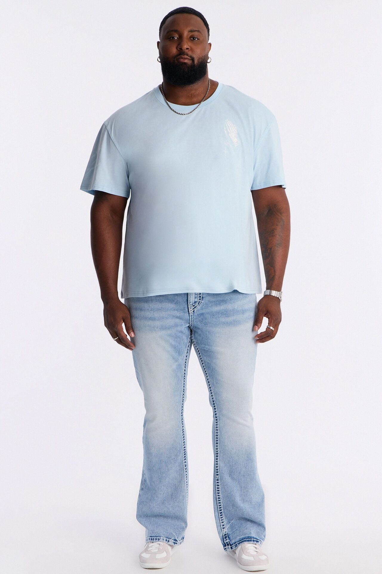 Faith Over Fear Everytime Boxy Short Sleeve Tee - Light Blue image 1