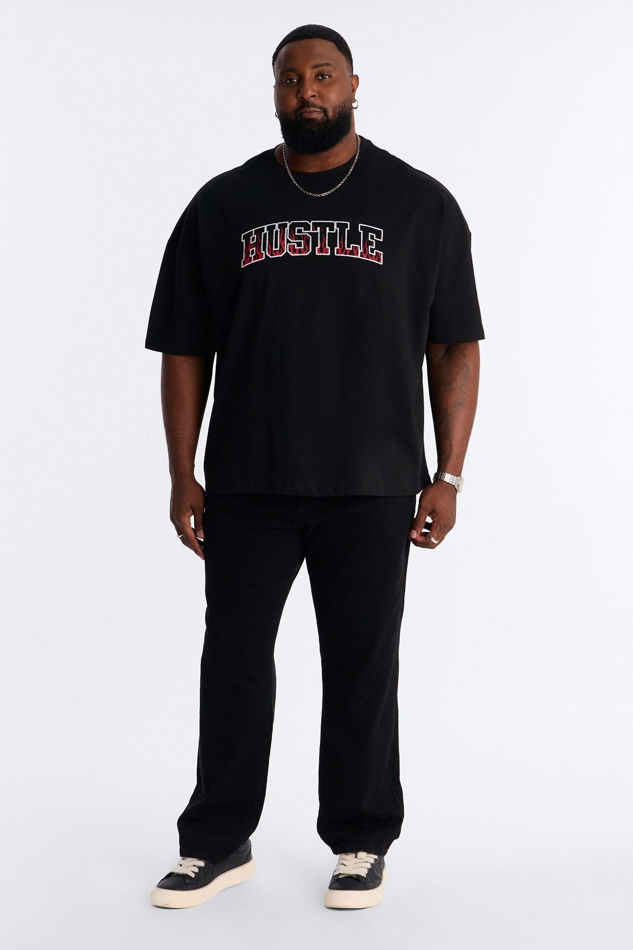 Hustle Heavy Weight Oversized Short Sleeve Tee - Black image 1