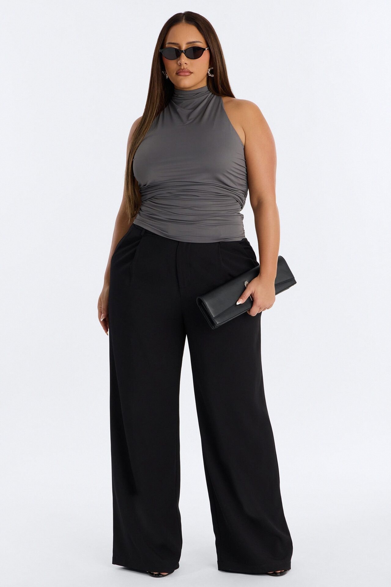 Eliana High Neck Top - Charcoal image 1