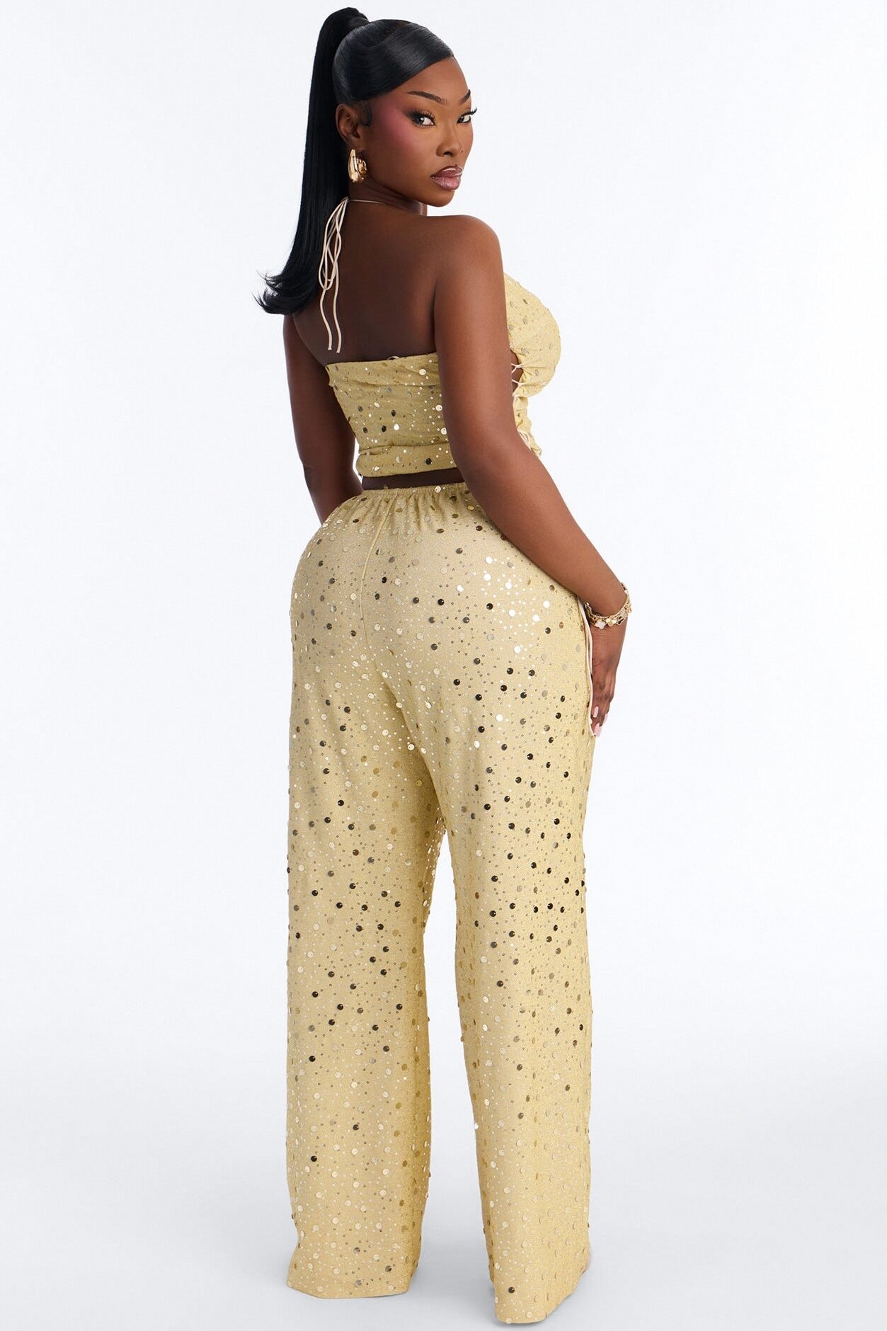 Beach Club Icon Sequin Pant Set - Gold image 1