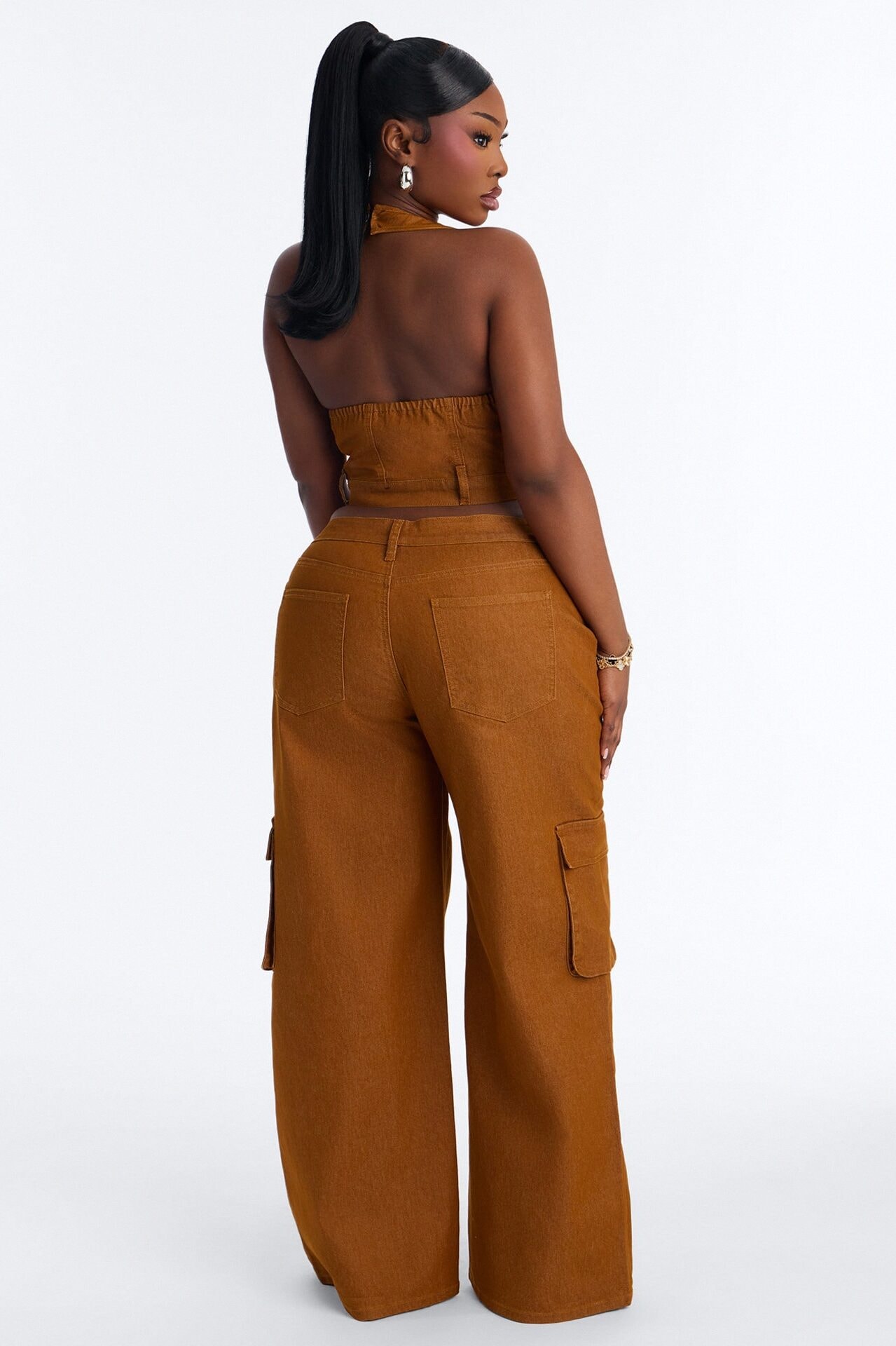 Kenia Halter Cargo Pant Set - Brown image 1