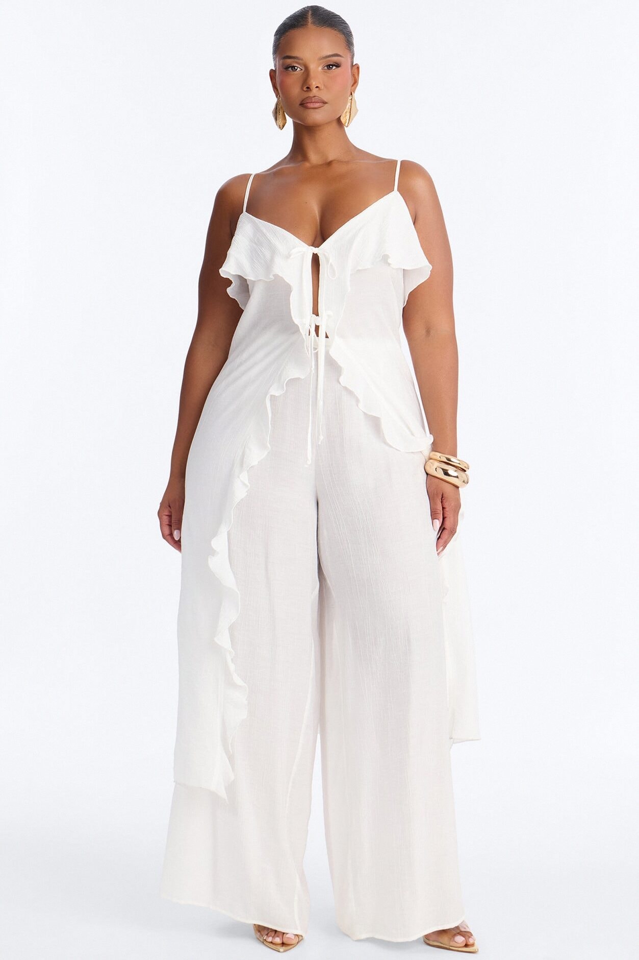 Gabriela Ruffle Pant Set - White image 1