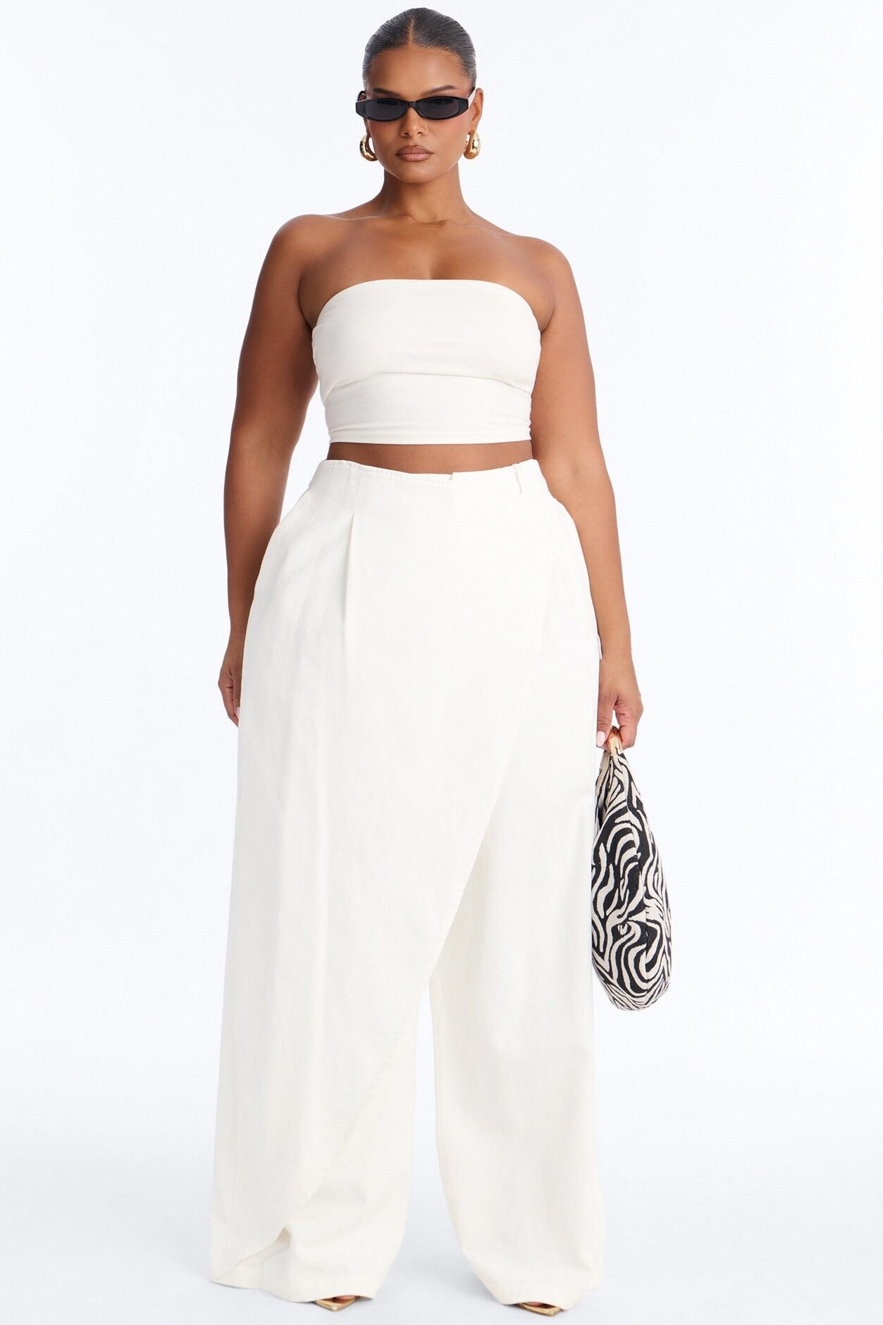 Marjorie High Rise Wrapped Wide Leg Pant - White image 1