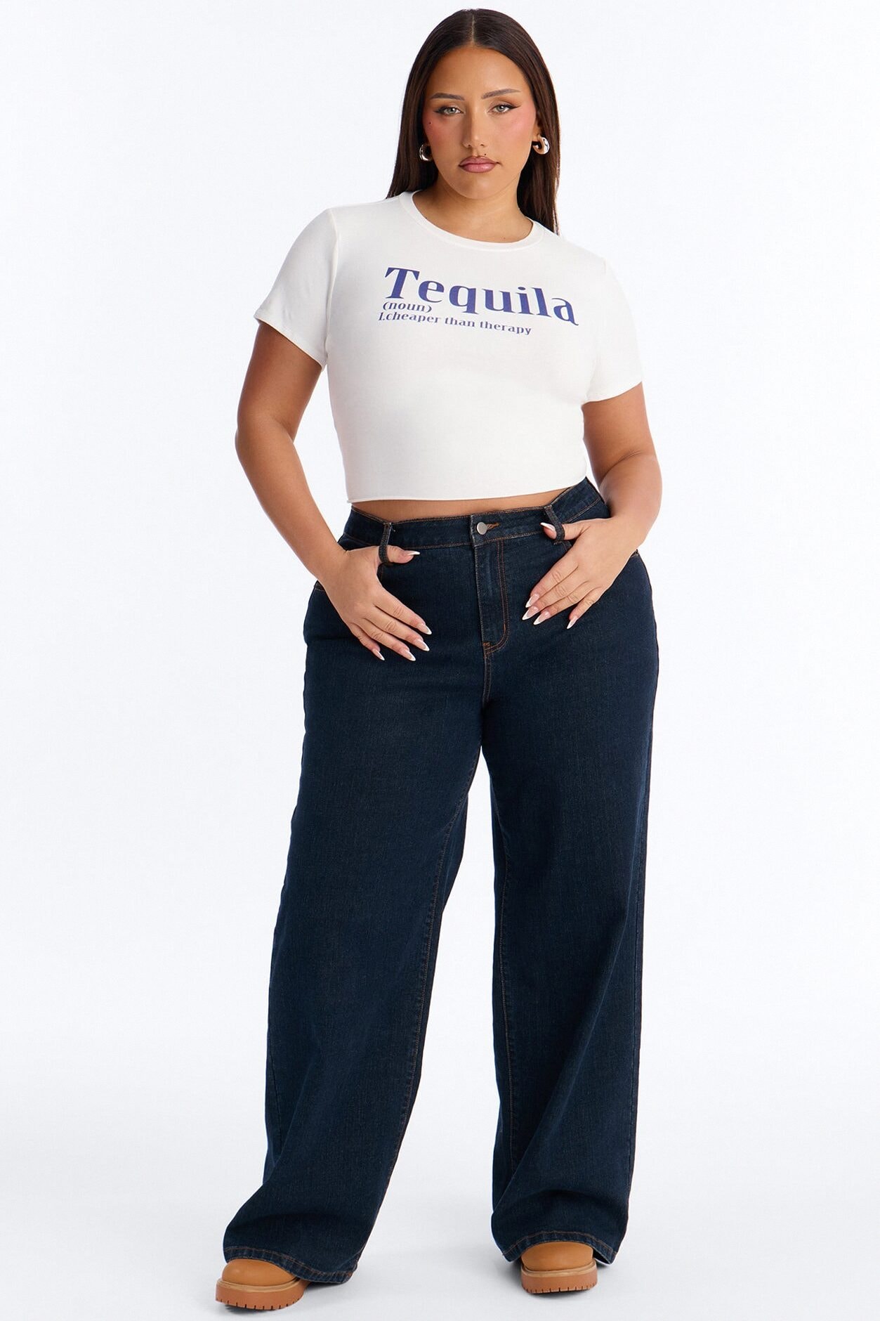 Tequila Therapy Baby Tee - White image 1