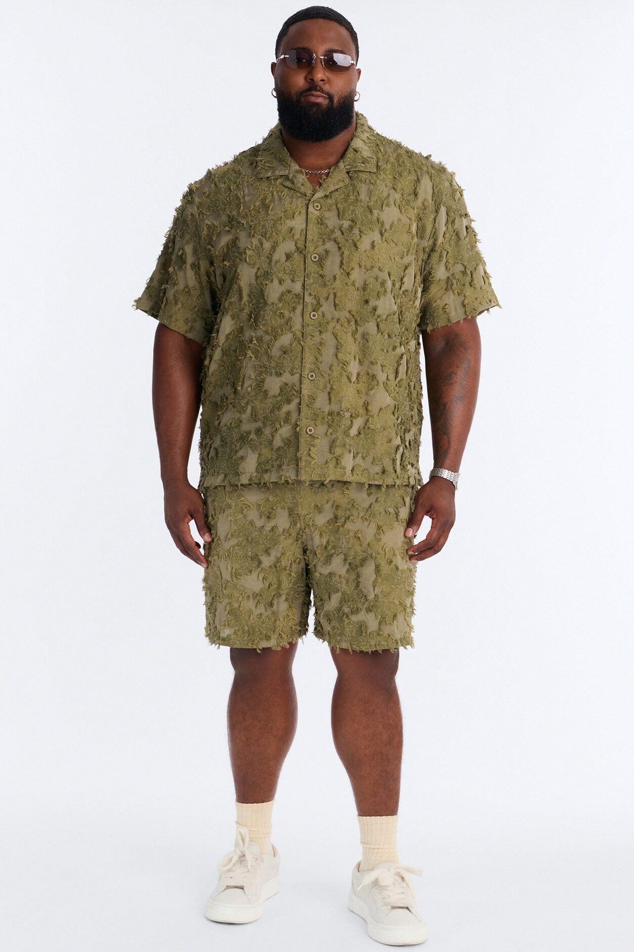 Sandworm Dune Cuban Collar Button Up Shirt - Olive image 1