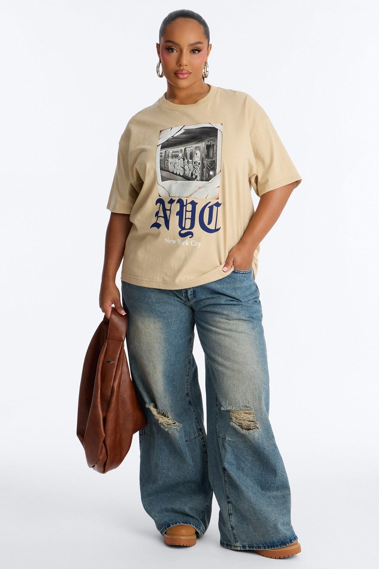NYC Forever Muse Boxy Tee - Beige image 1
