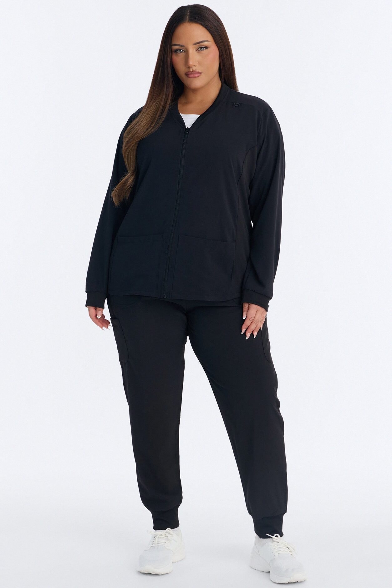 Take Care 4 Way Stretch Scrub Uniform Jacket - Black image 1