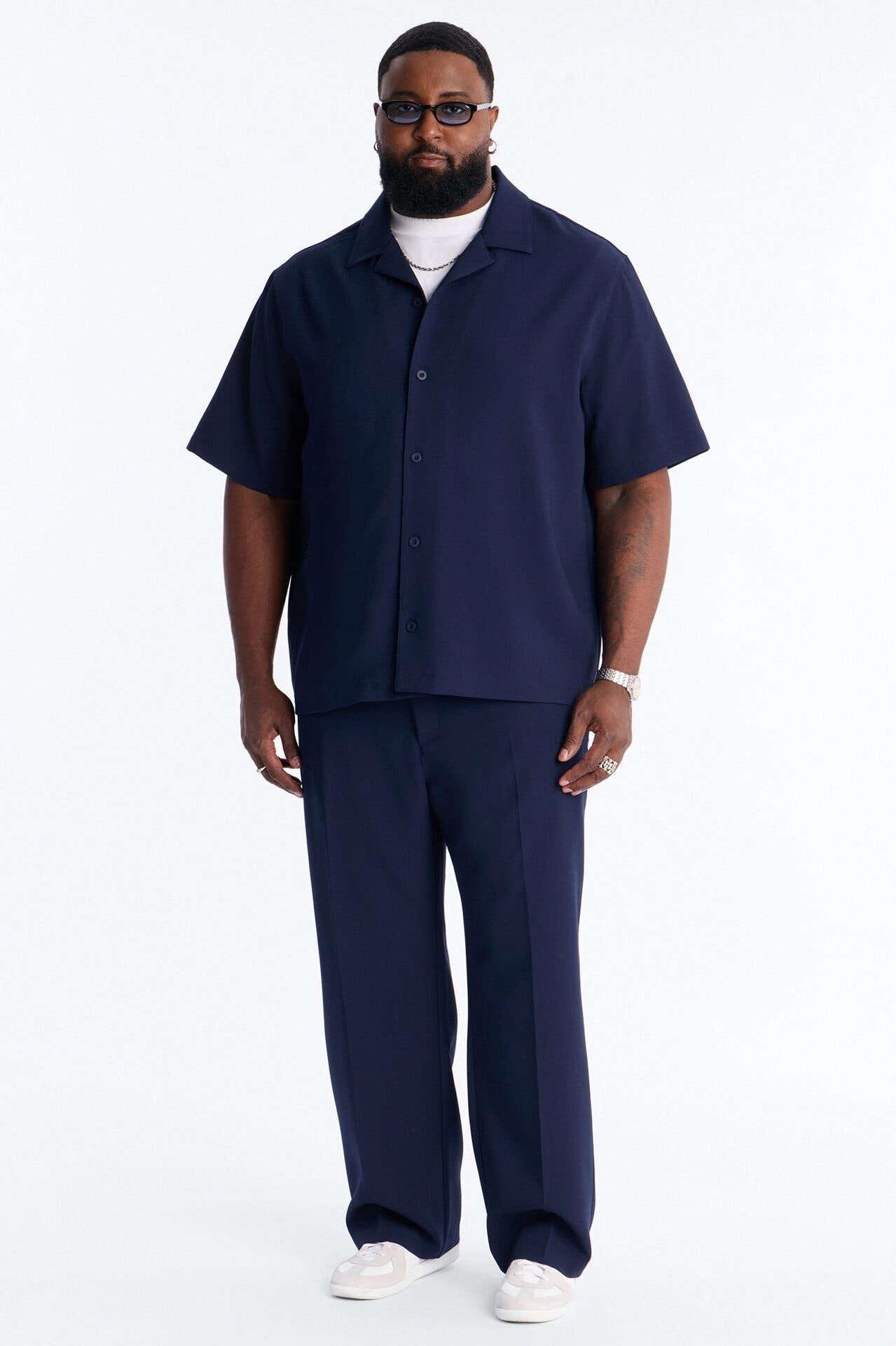 Modern Essential Relaxed Straight Hybrid Waist Trouser - Navy image 1