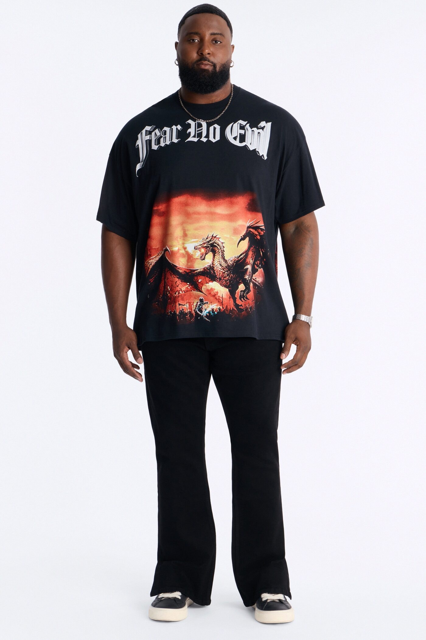 Fear No Evil Oversized Short Sleeve Tee - Black image 1