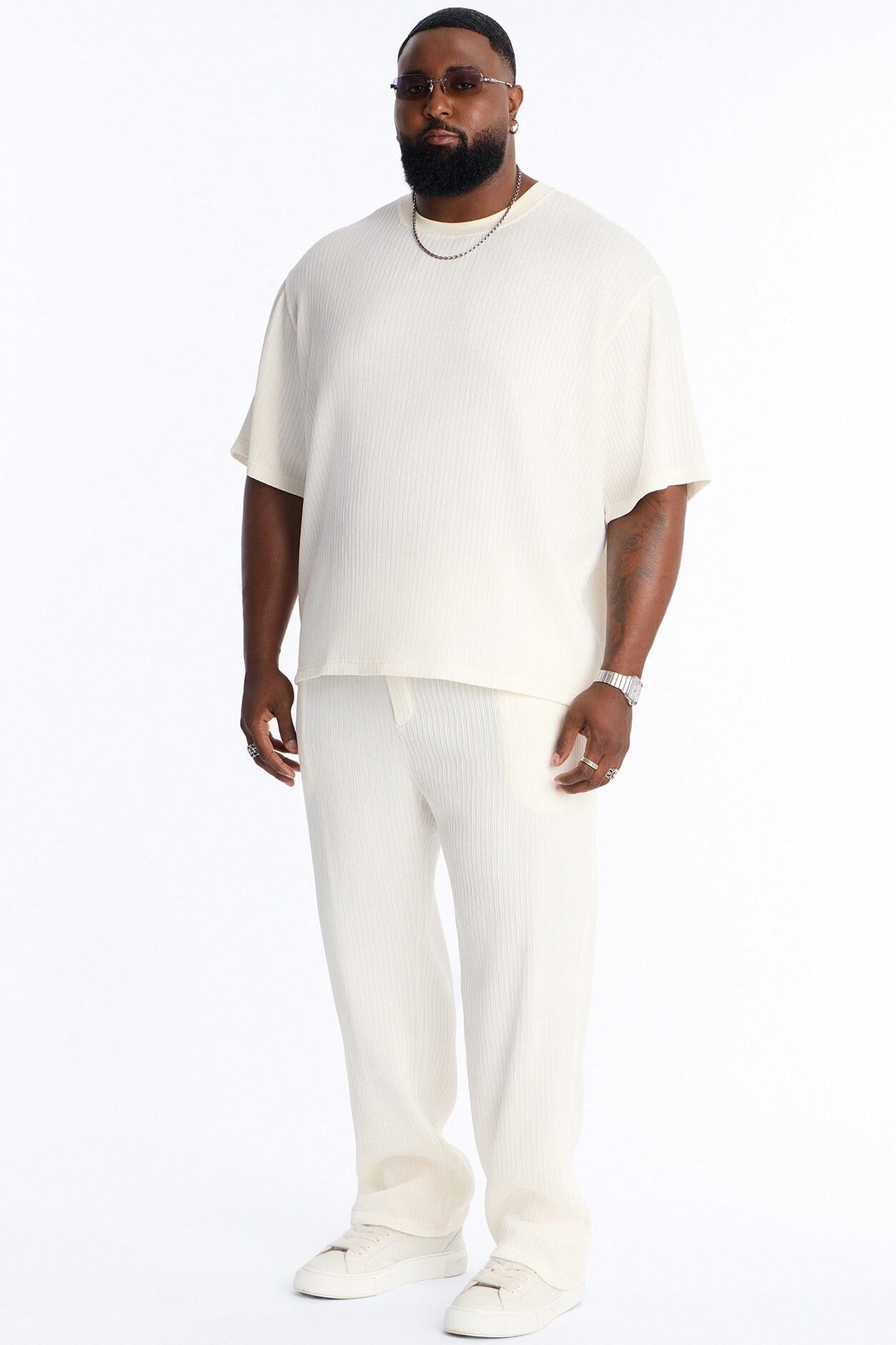 Pure Form Plisse Tee - Cream image 1