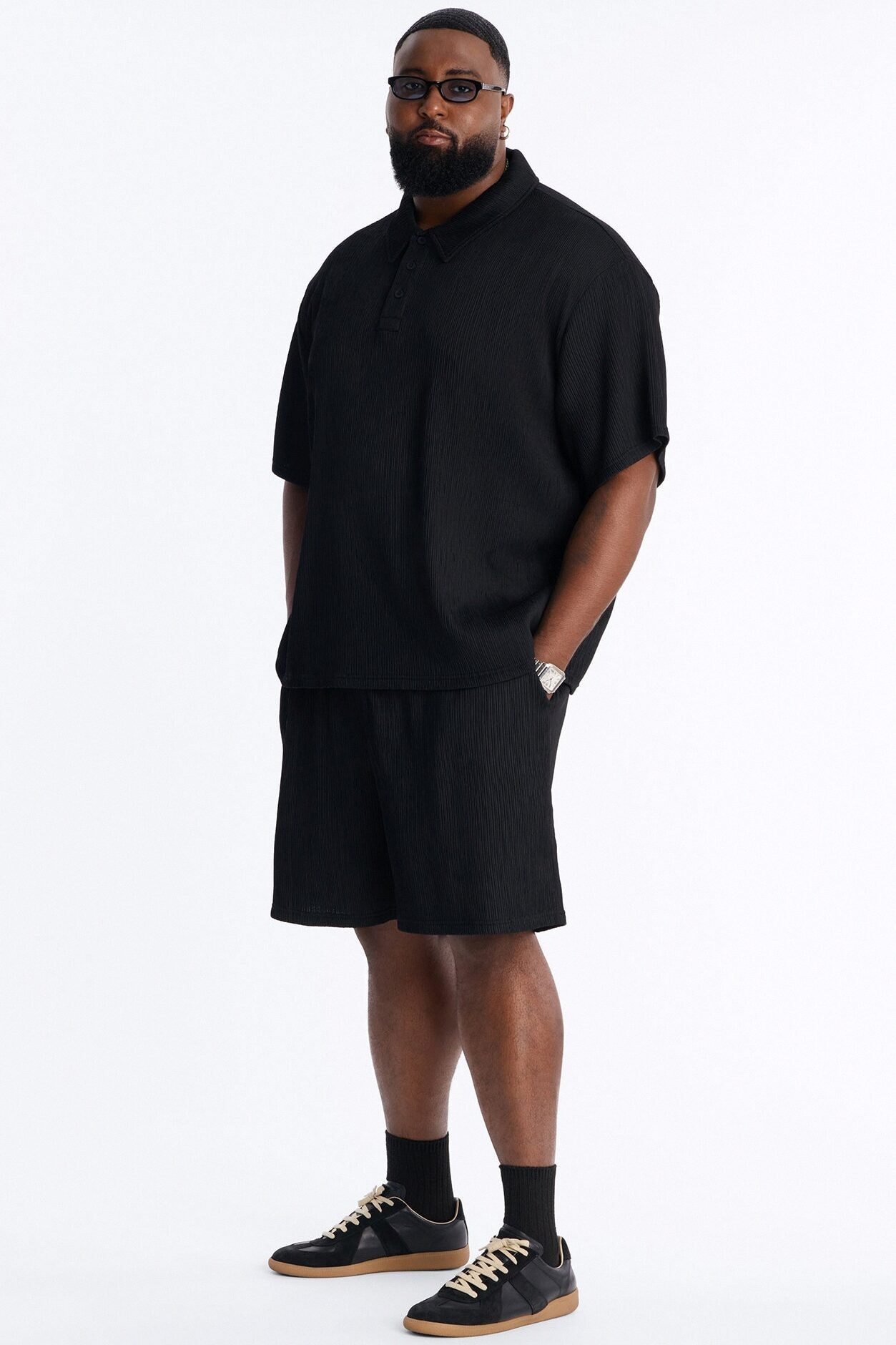 Pure Form Plisse Relaxed Short - Black image 1