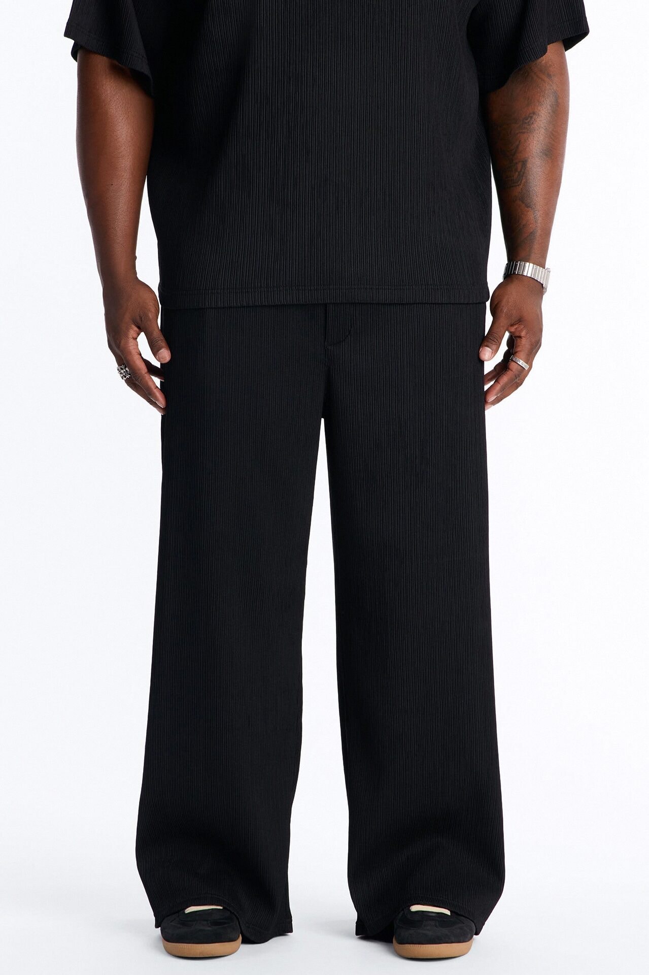 Pure Form Plisse Baggy Pant - Black image 1