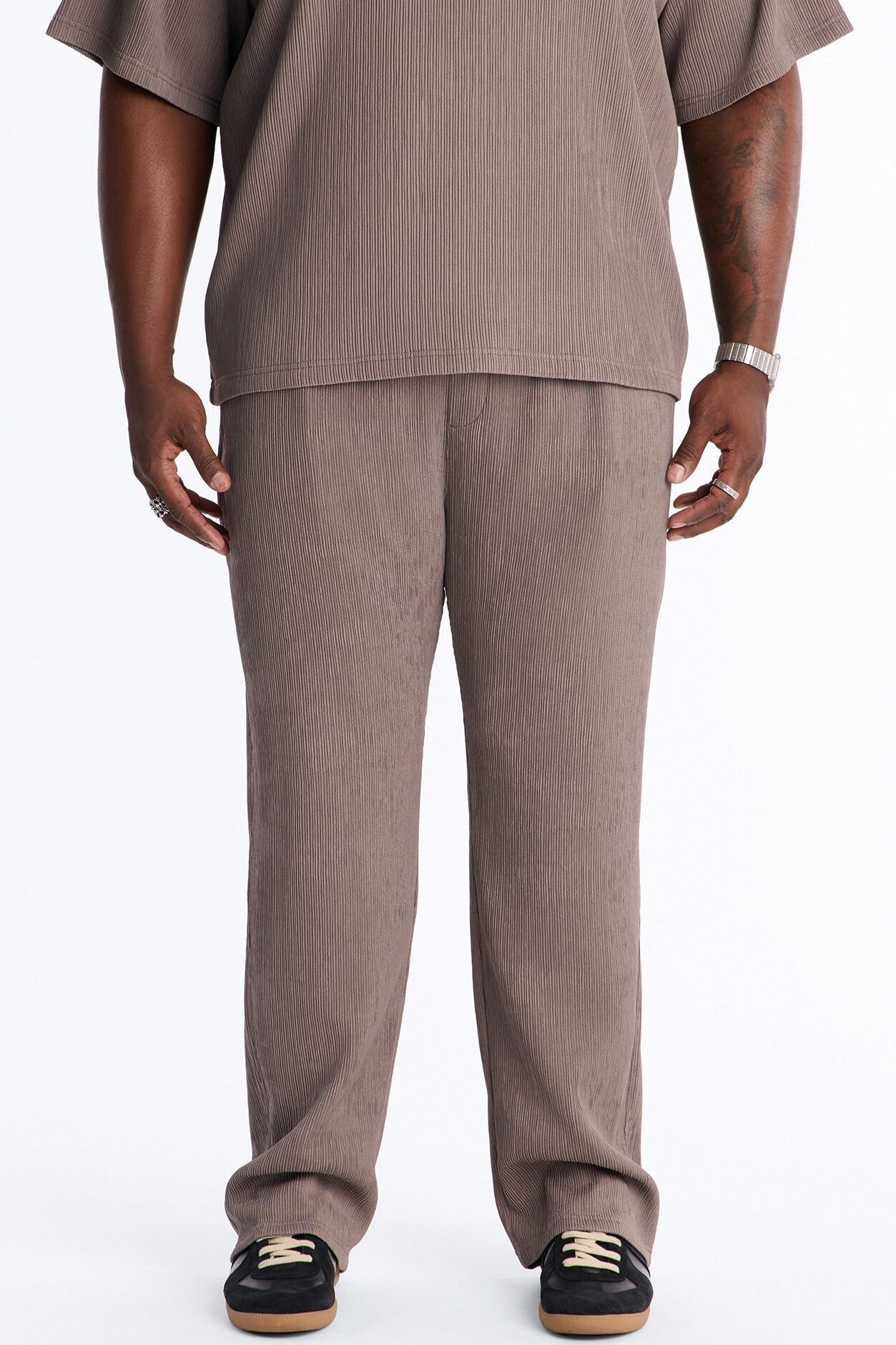 Pure Form Plisse Straight Leg Pant - Brown image 1