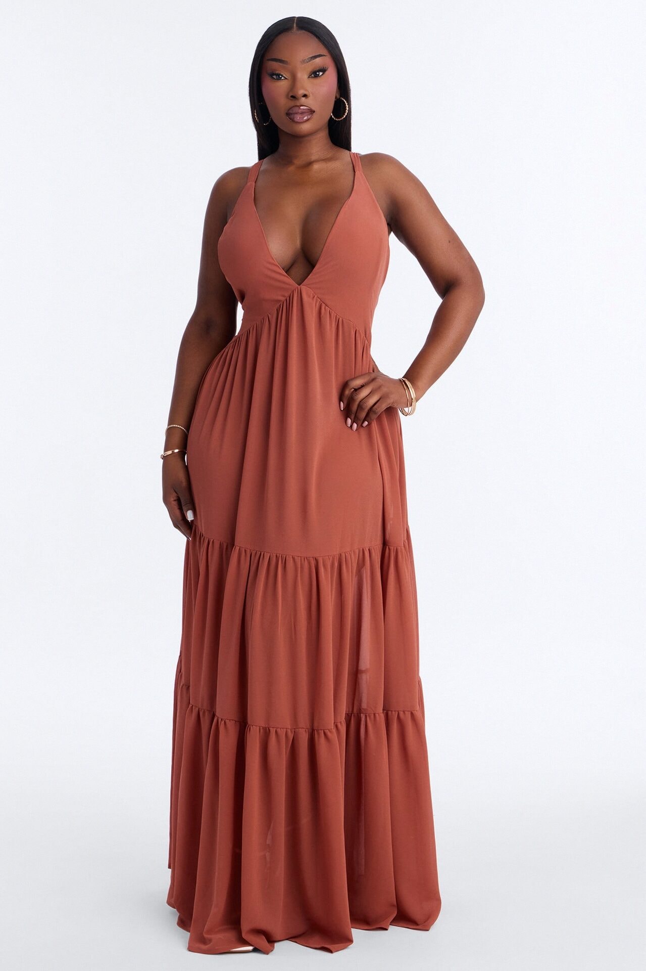 Zaria Chiffon Maxi Dress - Rust image 1