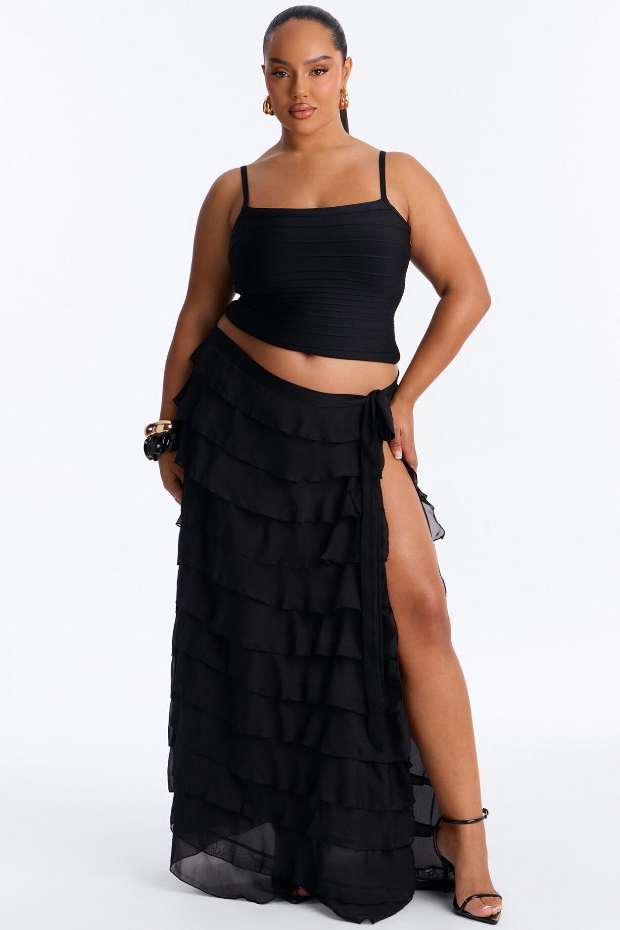 Jackie Bandage Square Neck Tank Top - Black image 1