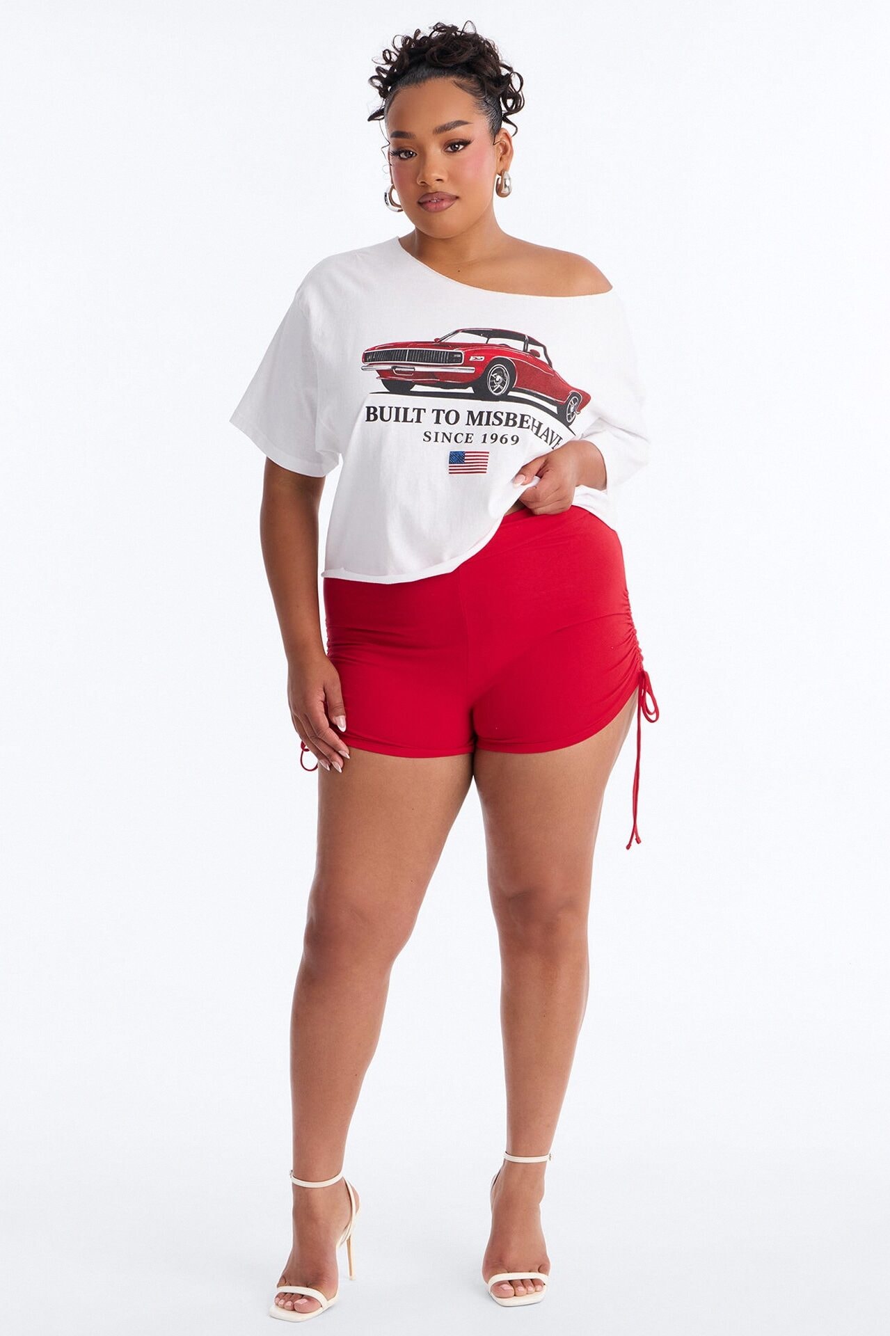 Built To Misbehave Off Shoulder Tee - White image 1