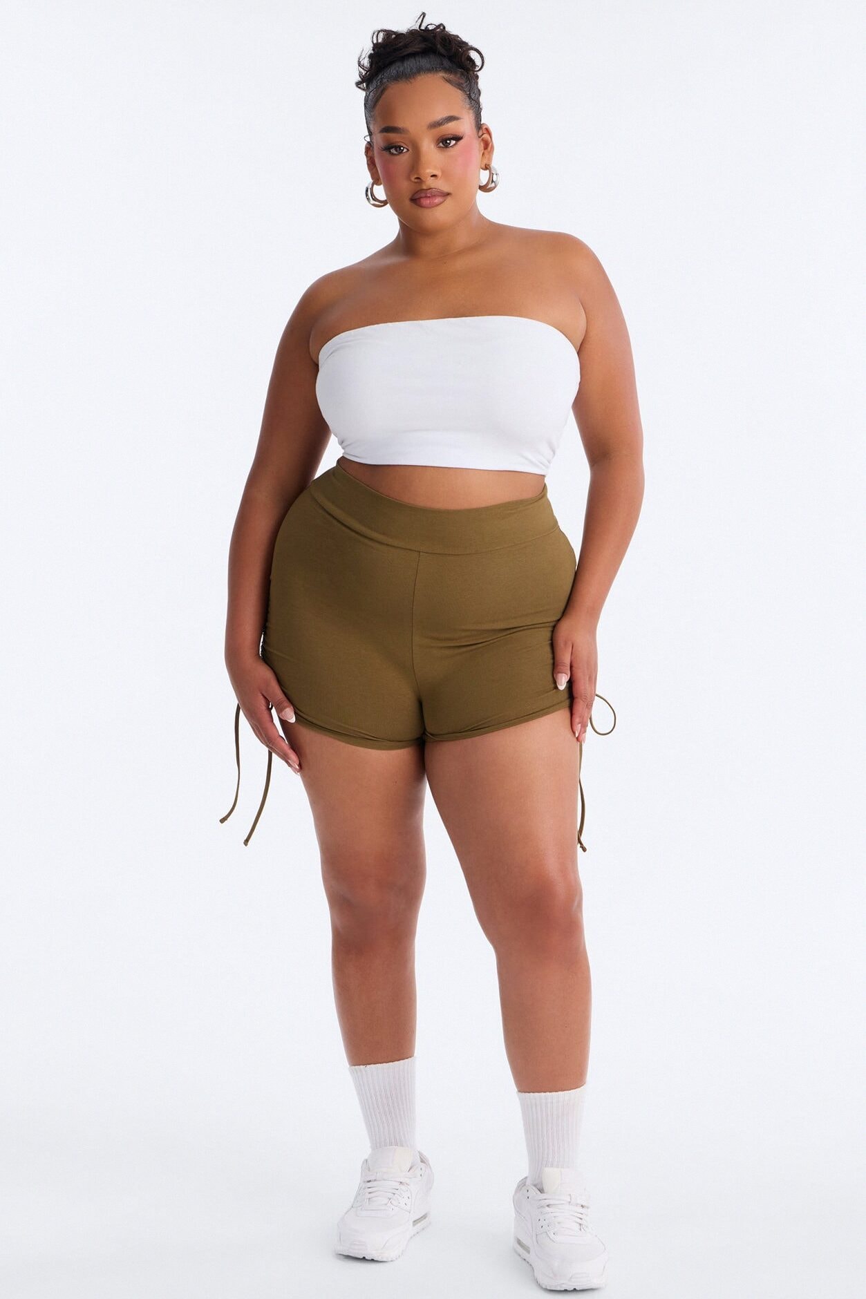 Melanie Ruched Biker Shorts - Olive image 1