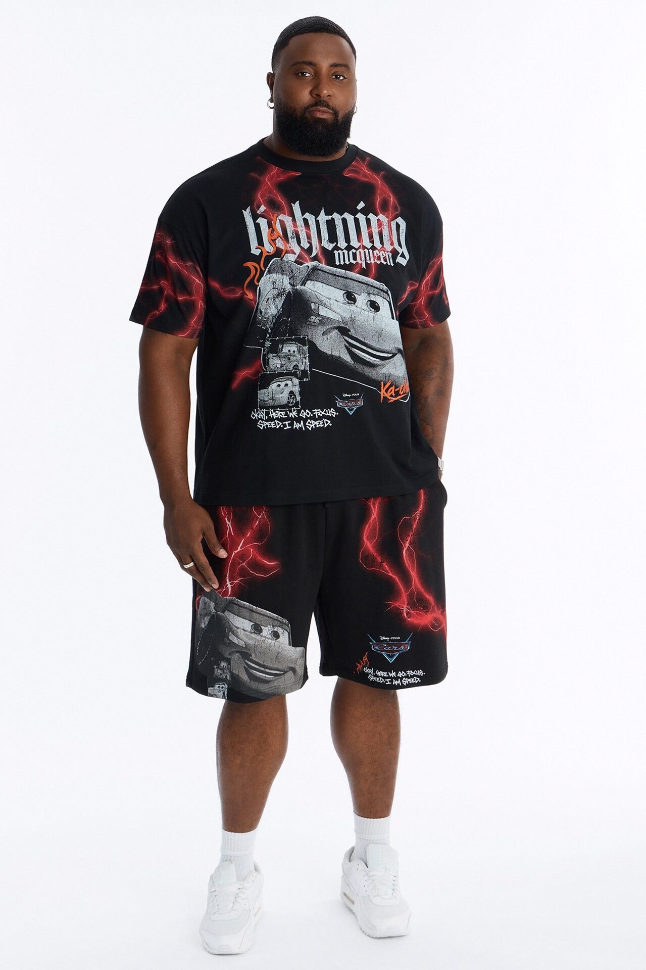 Cars LMQ All Over Print Relaxed Sweat Short - Black image 1