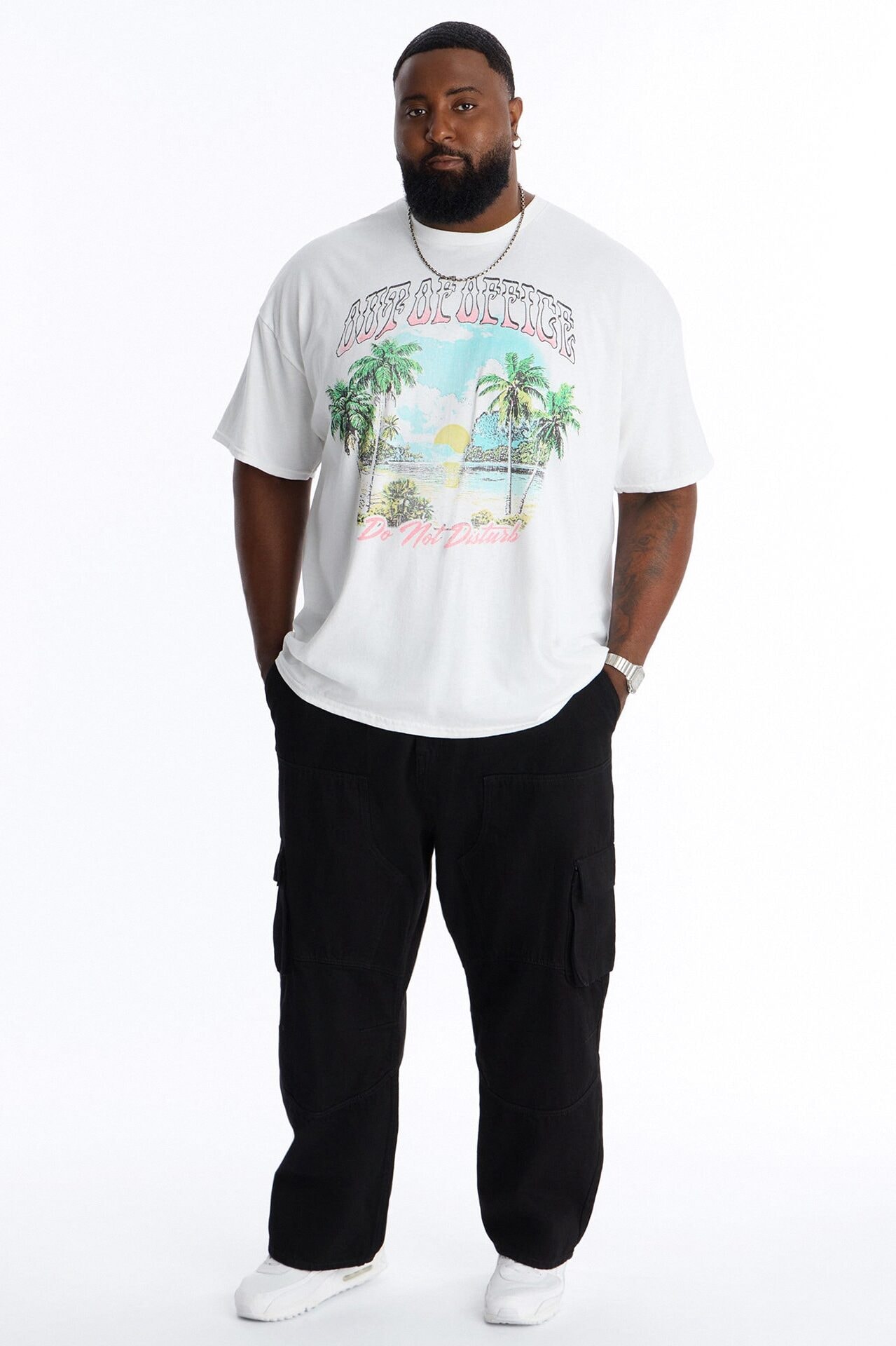 Out Of Office Do Not Disturb Oversized Short Sleeve Tee - White image 1